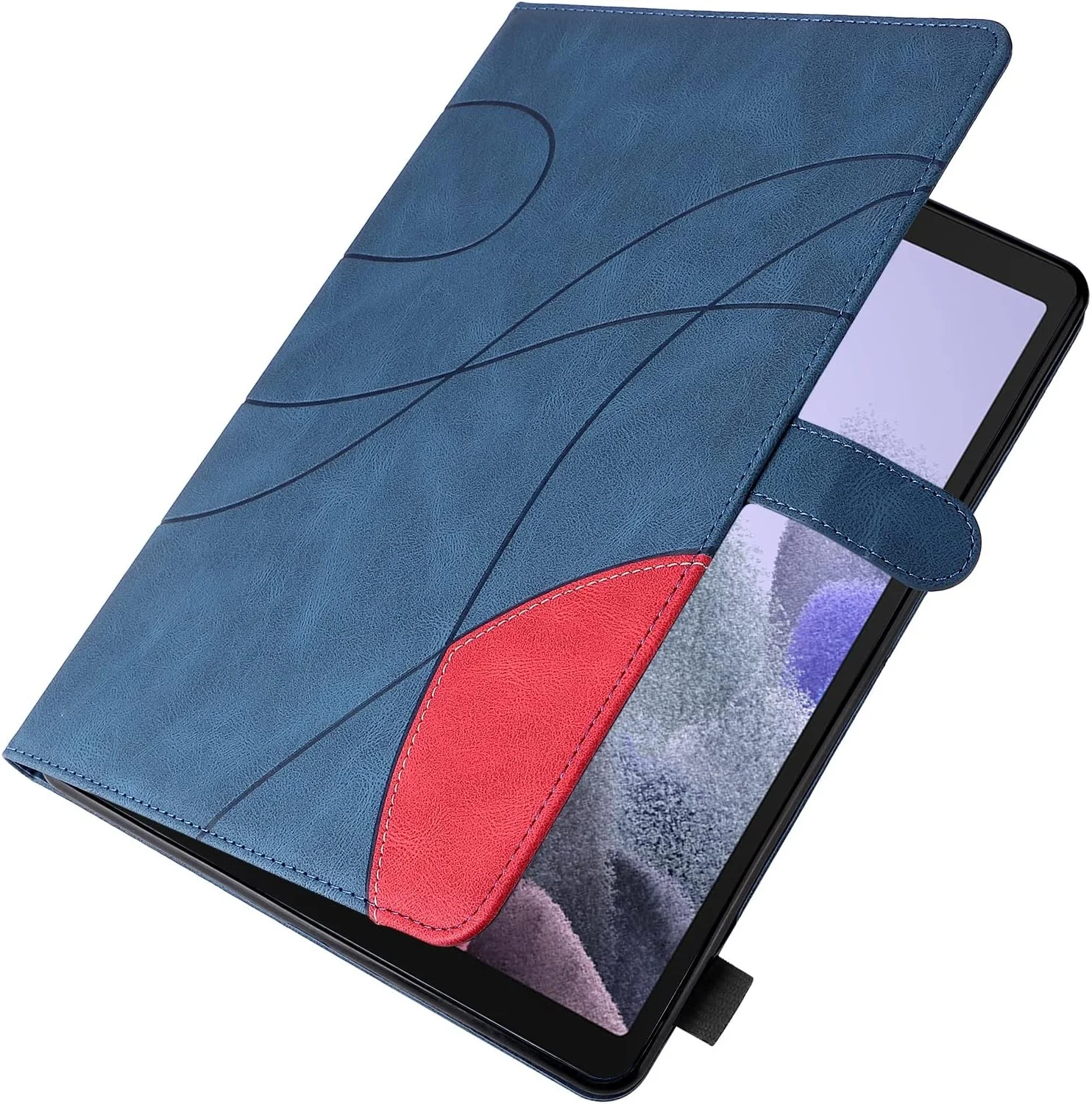 کیف محافظ تبلت چرمی PU هوشمند، کیف تبلت پایه تاشو، بدون عملکرد خواب/بیدار شدن، سازگار با تبلت Samsung Galaxy Tab A7 Lite 8.7 اینچی SM-T220 /T225/T227 مدل 2021 (آبی)