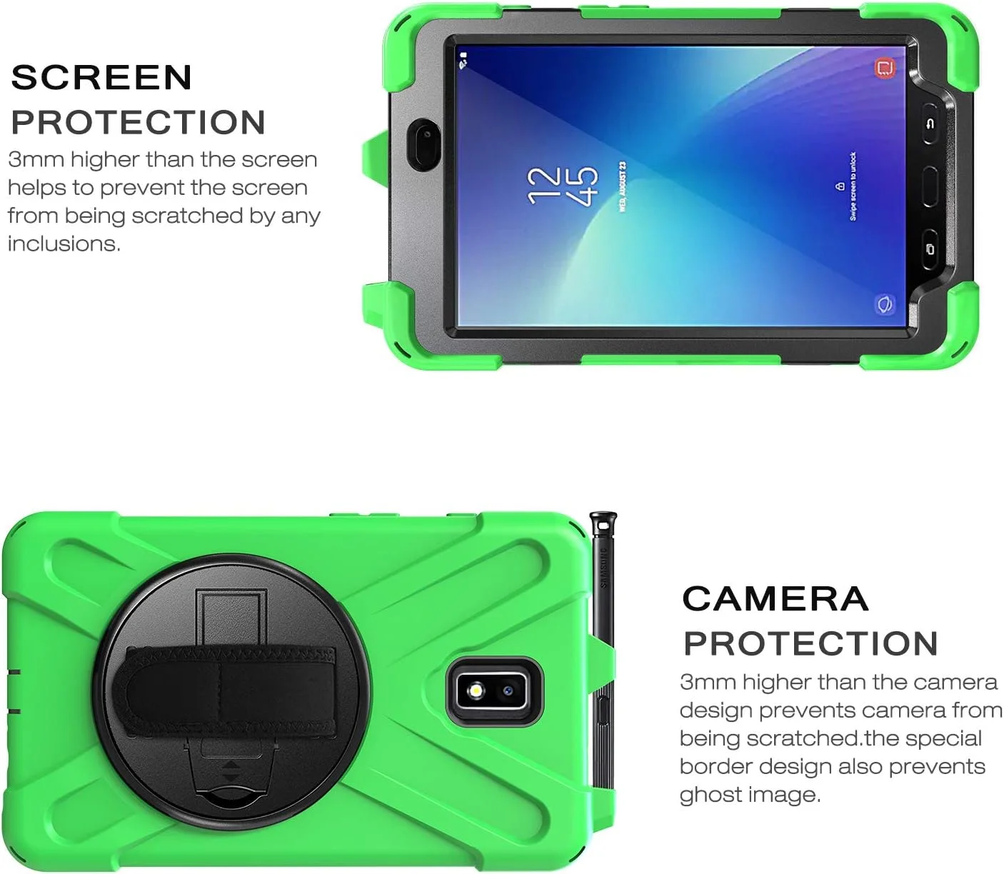 کیف تبلت سازگار با Samsung Galaxy Tab Active 2 8 اینچ 2017 T390/T395/T397 با بند شانه، پایه چرخان و دسته، کیف محافظتی مقاوم در برابر ضربه. سبز کیف تبلت سازگار با Samsung Galaxy Tab Active 2 8 اینچ 2017 T390/T395/T397 با بند شانه، پایه چرخان و دسته، کیف محافظتی مقاوم در برابر ضربه. سبز