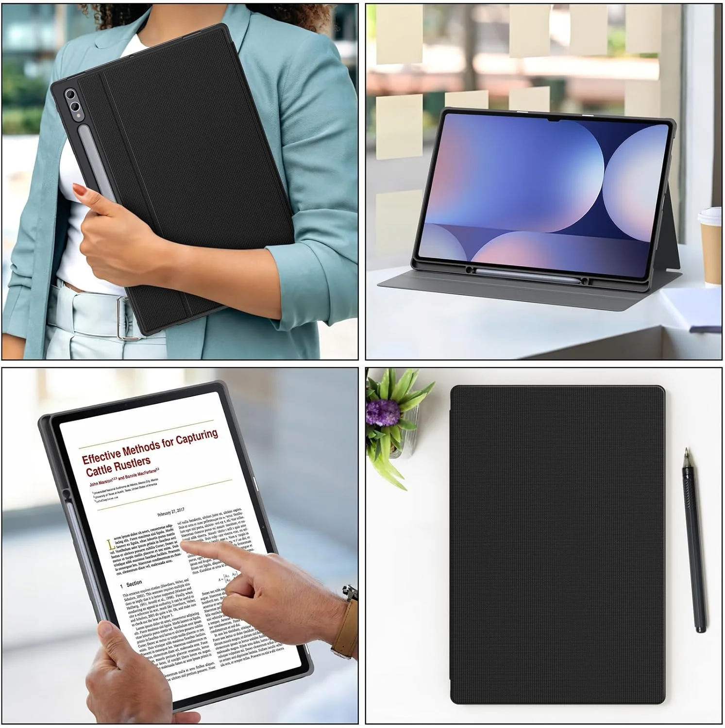 کاور سوک برای تبلت سامسونگ گلکسی تب S9 Ultra 2023 / S8 Ultra 2022 به همراه جای قلم S Pen مدل [SM-X910/X916B/X918U/X900/X906]، کاور پشتی TPU نرم و ضد ضربه برای تبلت گلکسی S9 Ultra سایز 14.6 اینچ، مشکی