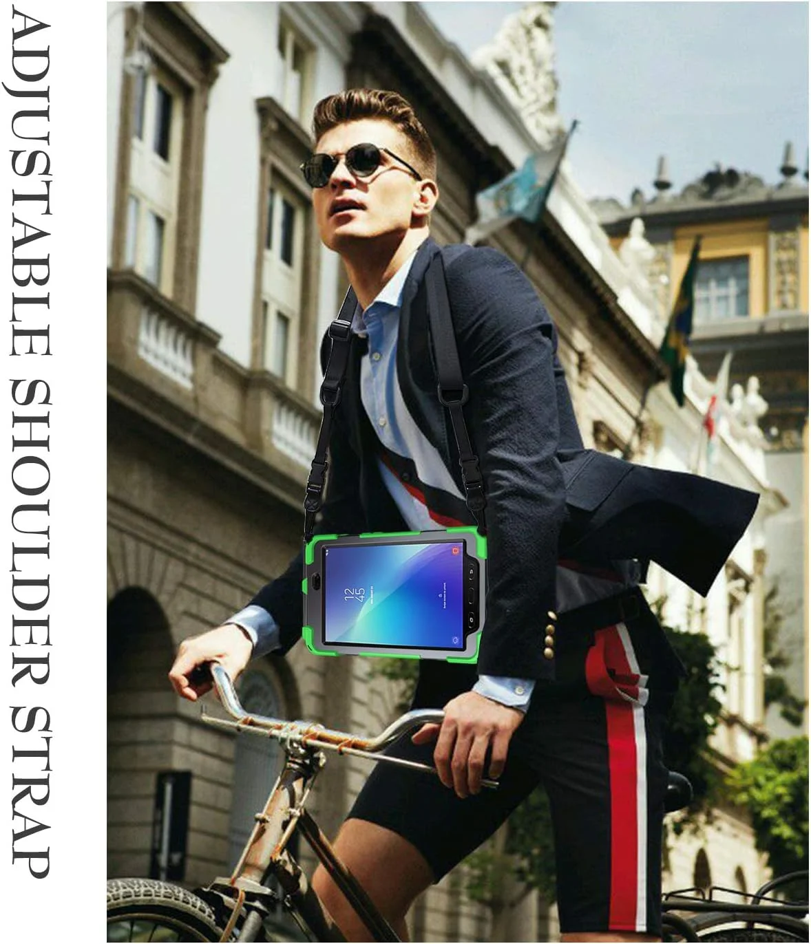 کیف تبلت سازگار با Samsung Galaxy Tab Active 2 8 اینچ 2017 T390/T395/T397 با بند شانه، پایه چرخان و دسته، کیف محافظتی مقاوم در برابر ضربه. سبز کیف تبلت سازگار با Samsung Galaxy Tab Active 2 8 اینچ 2017 T390/T395/T397 با بند شانه، پایه چرخان و دسته، کیف محافظتی مقاوم در برابر ضربه. سبز