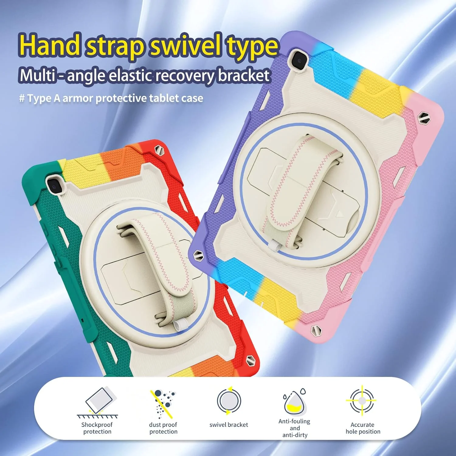 کیف تبلت nincyee برای Samsung Galaxy Tab A7 10.4 اینچ T500/T505، کیف سیلیکونی رنگین کمانی مقاوم در برابر ضربه برای کودکان با نگهدارنده مداد، بند شانه، پایه تاشو چرخشی، بند دستی کیف تبلت nincyee برای Samsung Galaxy Tab A7 10.4 اینچ T500/T505، کیف سیلیکونی رنگین کمانی مقاوم در برابر ضربه برای کودکان با نگهدارنده مداد، بند شانه، پایه تاشو چرخشی، بند دستی