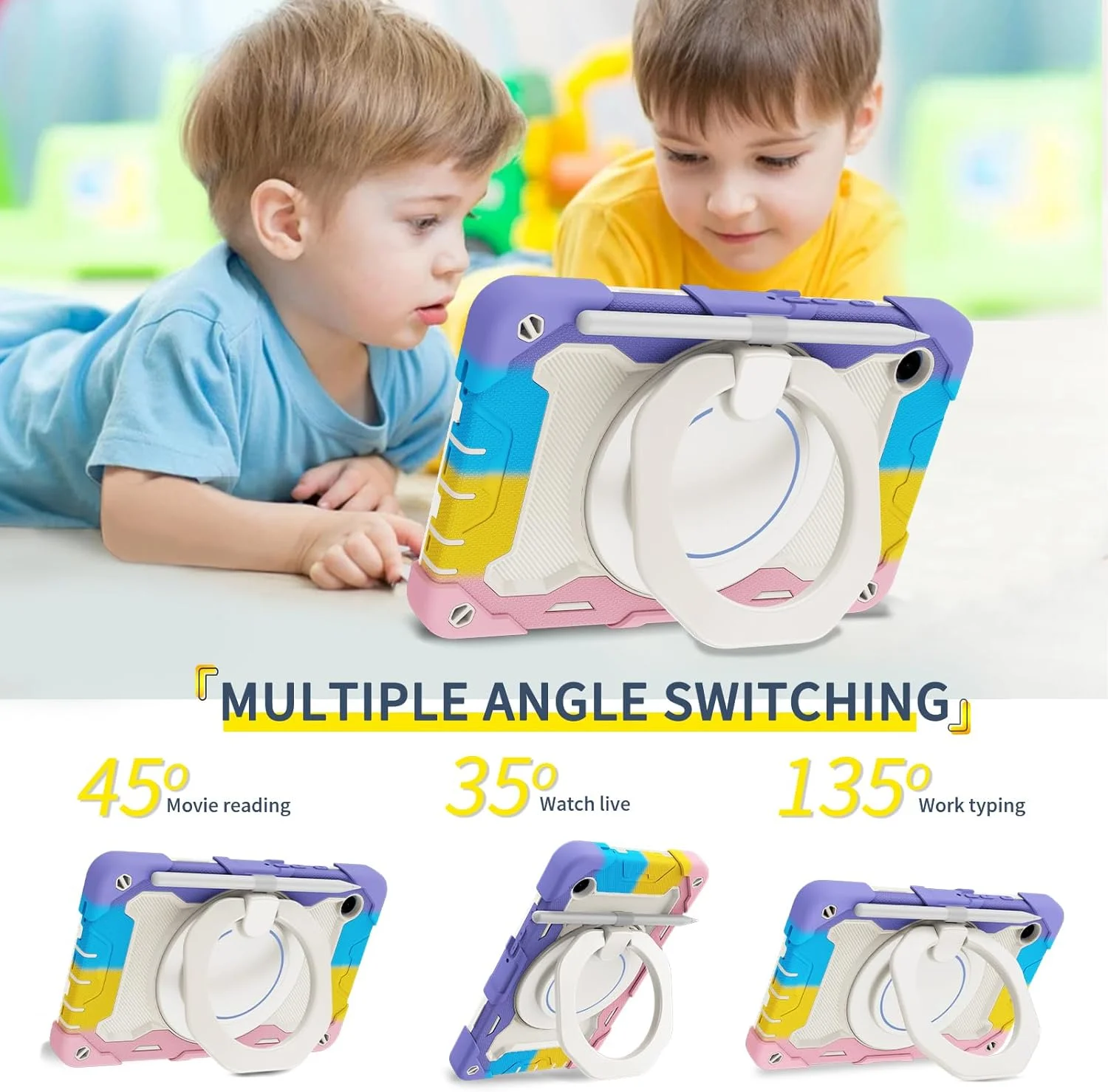 کاور سیلیکونی تبلت Nincyee برای Samsung Galaxy Tab A9+ 11 اینچ، کاور ضد ضربه با جای مداد، بند شانه، حلقه بزرگ چرخان آویز و پایه برای کودکان کاور سیلیکونی تبلت Nincyee برای Samsung Galaxy Tab A9+ 11 اینچ، کاور ضد ضربه با جای مداد، بند شانه، حلقه بزرگ چرخان آویز و پایه برای کودکان