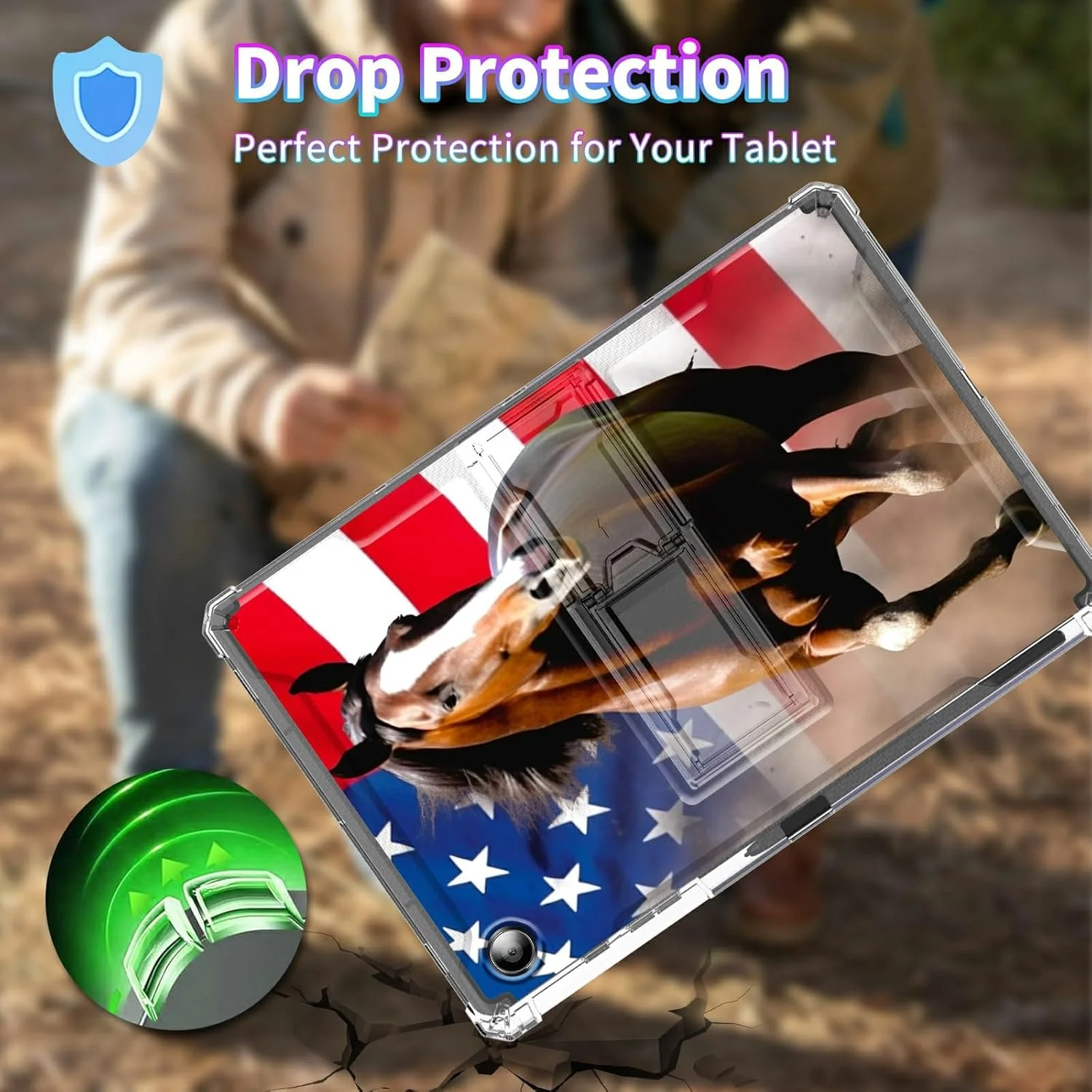 قاب محافظ تبلت BPQOJB برای گلکسی تب A9 پلاس 2023 با پایه نگهدارنده و جای قلم، کاور محافظ شفاف برای تبلت سامسونگ گلکسی تب A9 پلاس 11 اینچی - طرح اسب دونده پرچم آمریکا قاب محافظ تبلت BPQOJB برای گلکسی تب A9 پلاس 2023 با پایه نگهدارنده و جای قلم، کاور محافظ شفاف برای تبلت سامسونگ گلکسی تب A9 پلاس 11 اینچی - طرح اسب دونده پرچم آمریکا