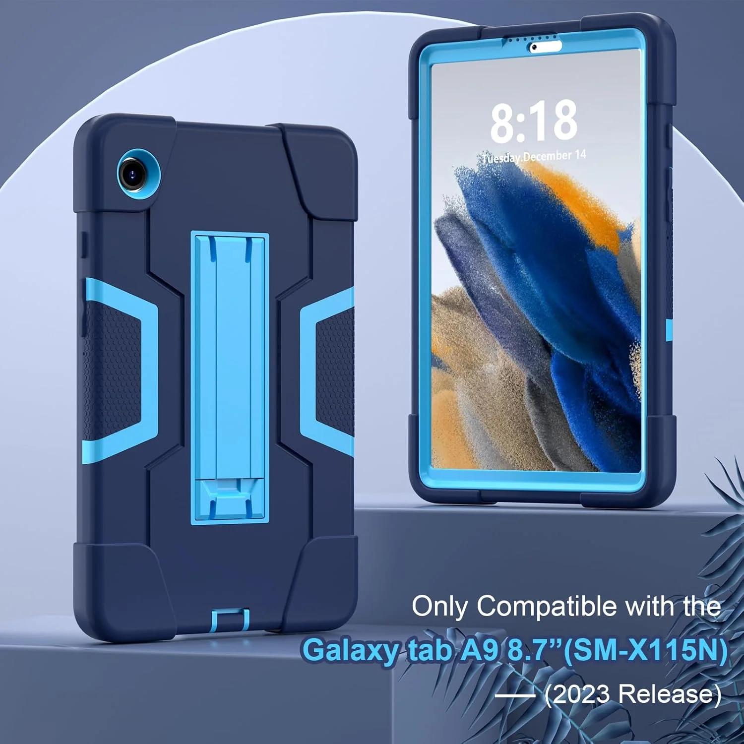 کیف تبلت سازگار با Samsung Galaxy Tab A9 8.7 اینچ 2023 SM-X110/SM-X115، کاور محافظ هیبریدی مقاوم، کیف محافظ پایه دار مقاوم در برابر ضربه TPU کیف تبلت سازگار با Samsung Galaxy Tab A9 8.7 اینچ 2023 SM-X110/SM-X115، کاور محافظ هیبریدی مقاوم، کیف محافظ پایه دار مقاوم در برابر ضربه TPU