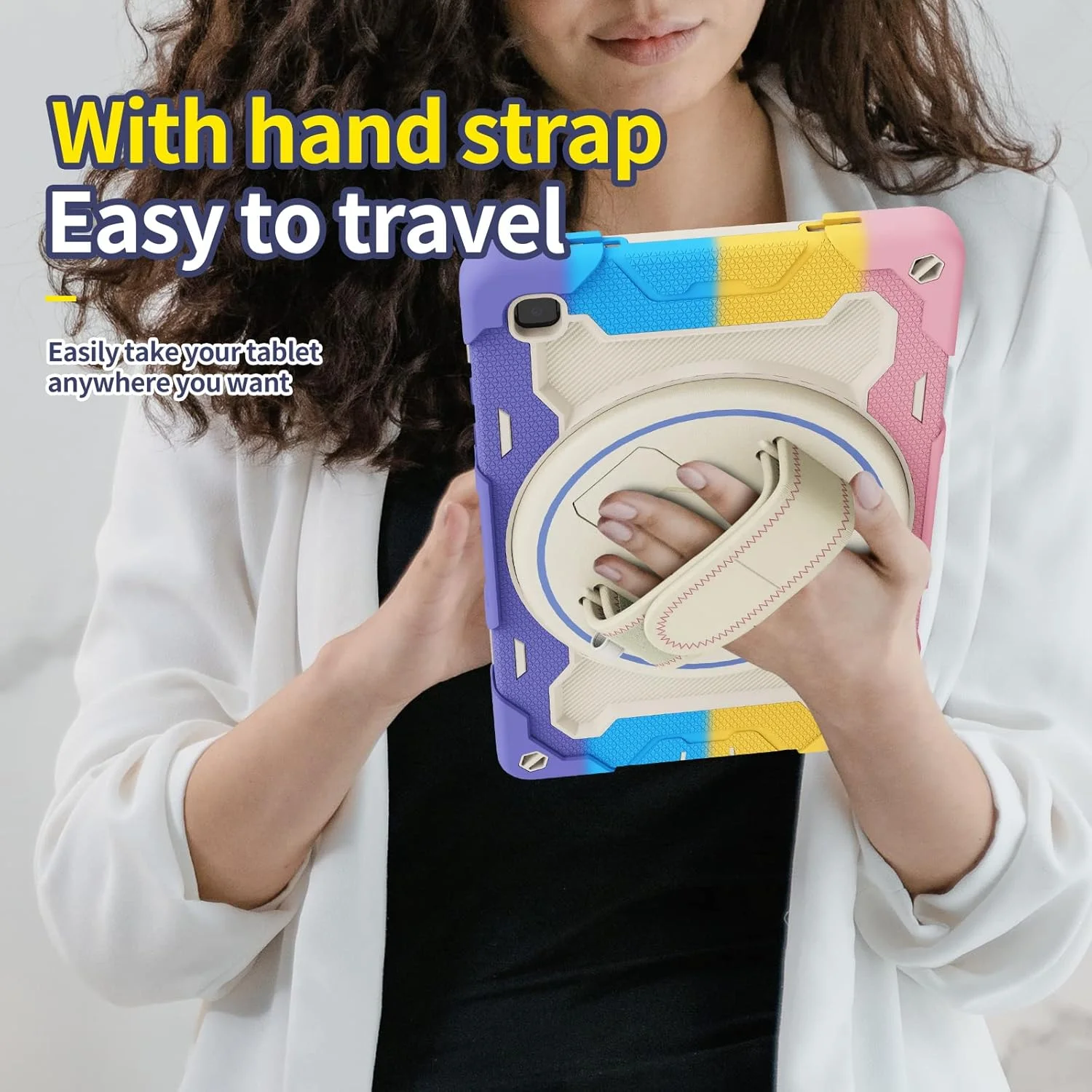 کیف تبلت nincyee برای Samsung Galaxy Tab A7 10.4 اینچ T500/T505، کیف سیلیکونی رنگین کمانی مقاوم در برابر ضربه برای کودکان با نگهدارنده مداد، بند شانه، پایه تاشو چرخشی، بند دستی کیف تبلت nincyee برای Samsung Galaxy Tab A7 10.4 اینچ T500/T505، کیف سیلیکونی رنگین کمانی مقاوم در برابر ضربه برای کودکان با نگهدارنده مداد، بند شانه، پایه تاشو چرخشی، بند دستی
