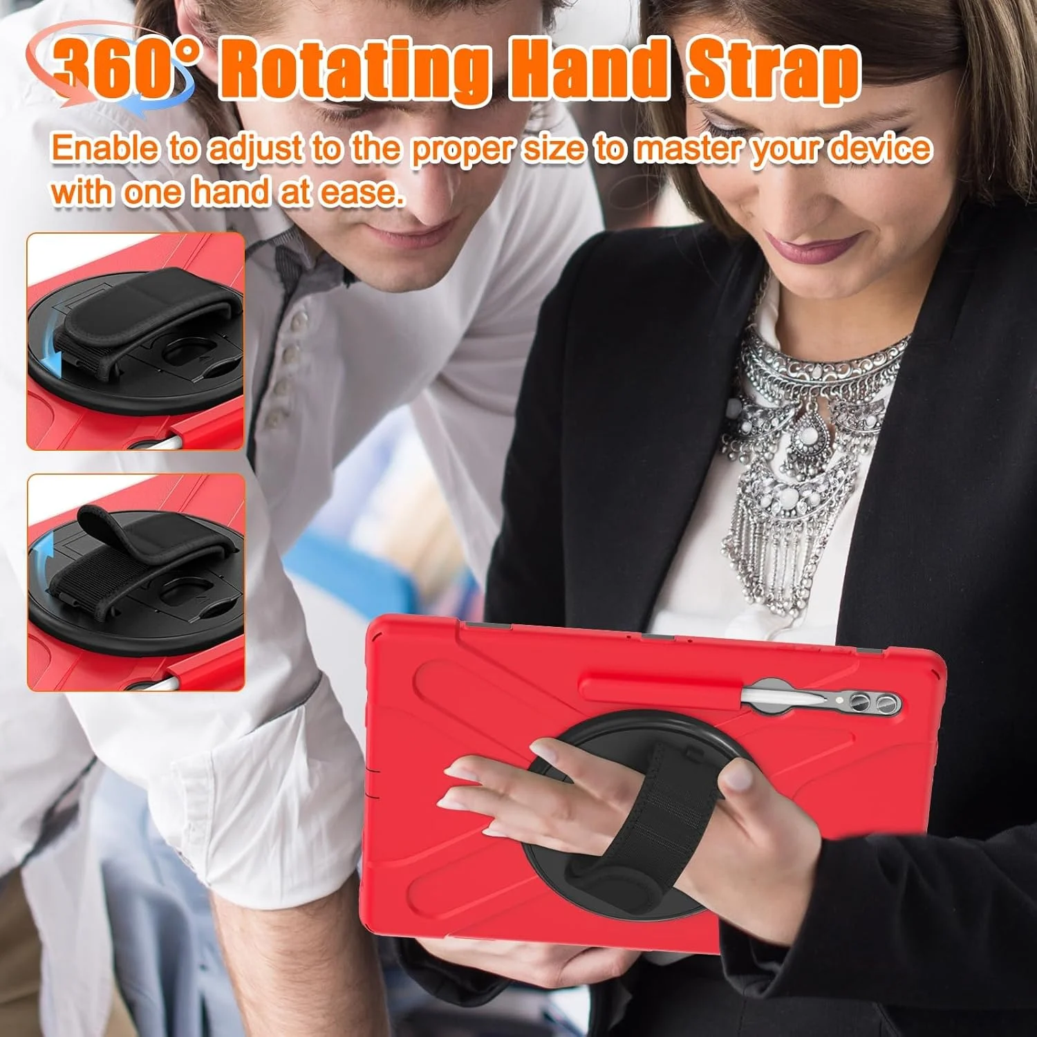 کیف حمل تبلت سازگار با Samsung Galaxy Tab S8 Ultra 14.6 اینچ X900/X906B/X906U/X906N (2022)، کیف مقاوم و بادوام ضد ضربه با نگهدارنده قلم و بند شانه محافظ