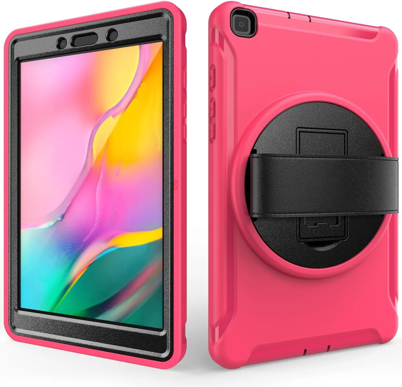 کاور تبلت زومون برای سامسونگ گلکسی تب A 8.0 (2019) [SM-T290 / SM-T295]، محافظ هیبریدی ضد ضربه، پایه چرخان 360 درجه، بند دستی