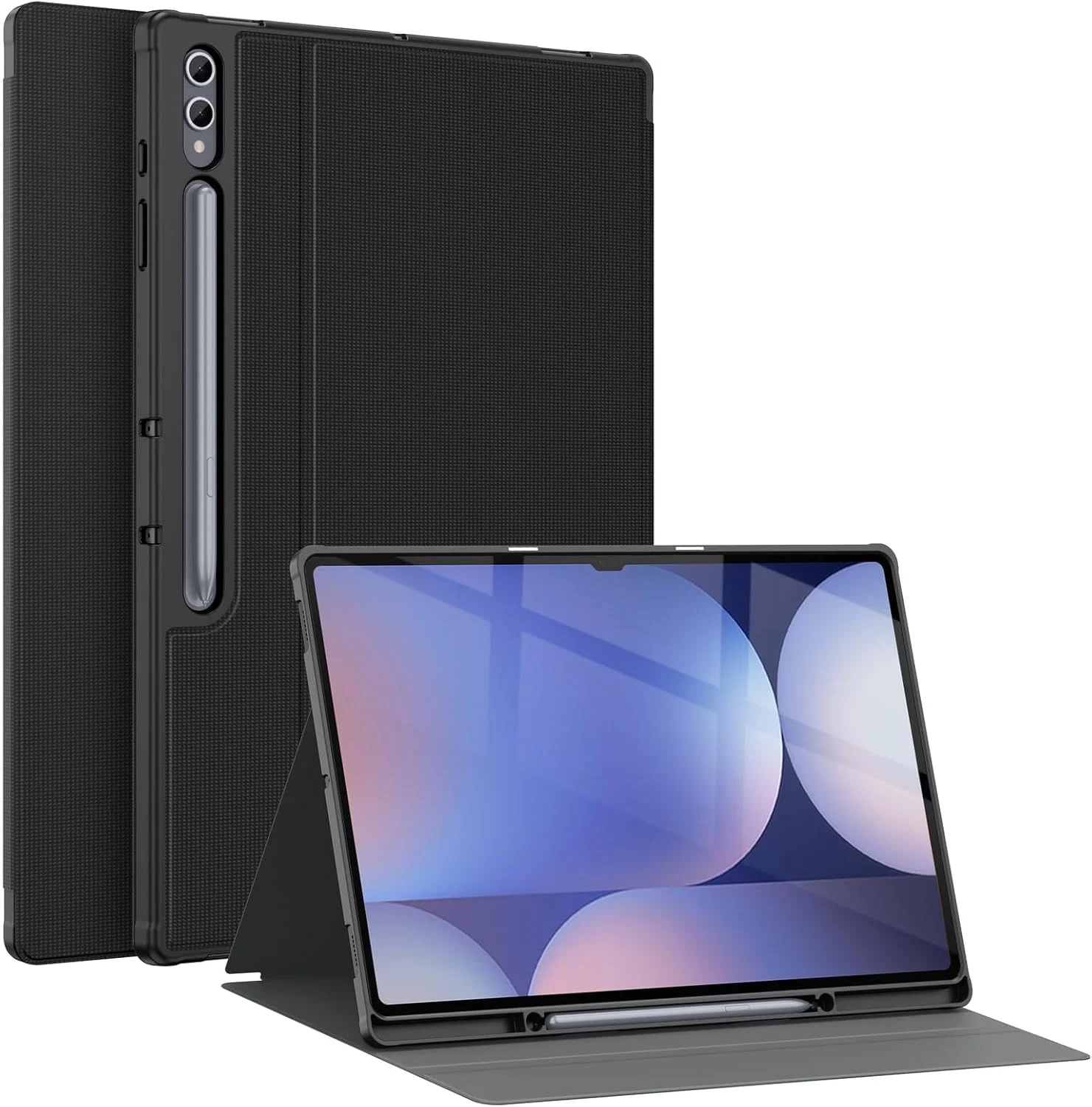 کاور سوکه برای تبلت سامسونگ گلکسی تب S9 Ultra 2023 / S8 Ultra 2022 به همراه جای قلم S Pen [SM-X910/X916B/X918U/X900/X906]، کاور پشتی TPU نرم و ضد ضربه برای تبلت گلکسی S9 Ultra سایز 14.6 اینچ، مشکی