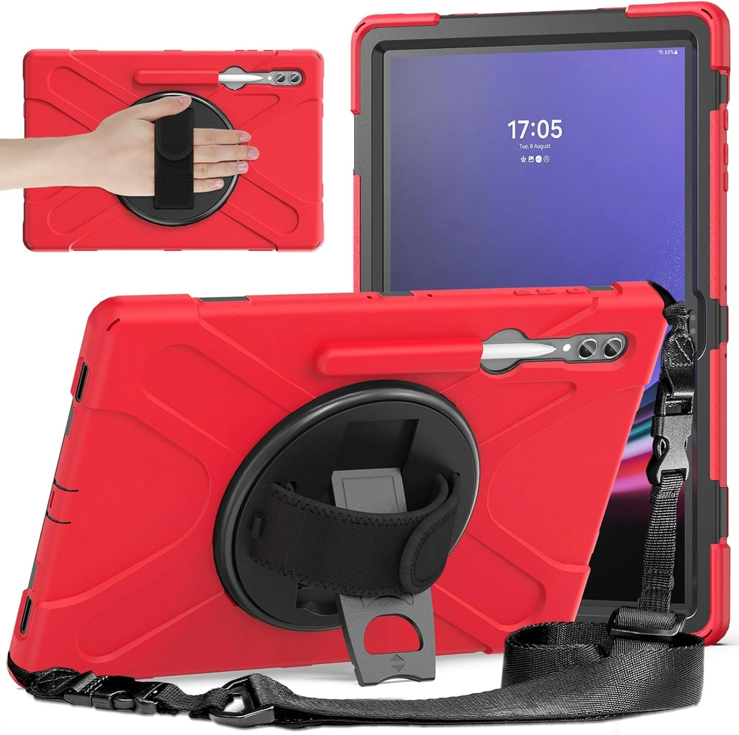 کیف حمل تبلت سازگار با Samsung Galaxy Tab S8 Ultra 14.6 اینچ X900/X906B/X906U/X906N (2022)، کیف مقاوم و بادوام ضد ضربه با نگهدارنده قلم، بند شانه محافظ Protezion کیف حمل تبلت سازگار با Samsung Galaxy Tab S8 Ultra 14.6 اینچ X900/X906B/X906U/X906N (2022)، کیف مقاوم و بادوام ضد ضربه با نگهدارنده قلم، بند شانه محافظ Protezion