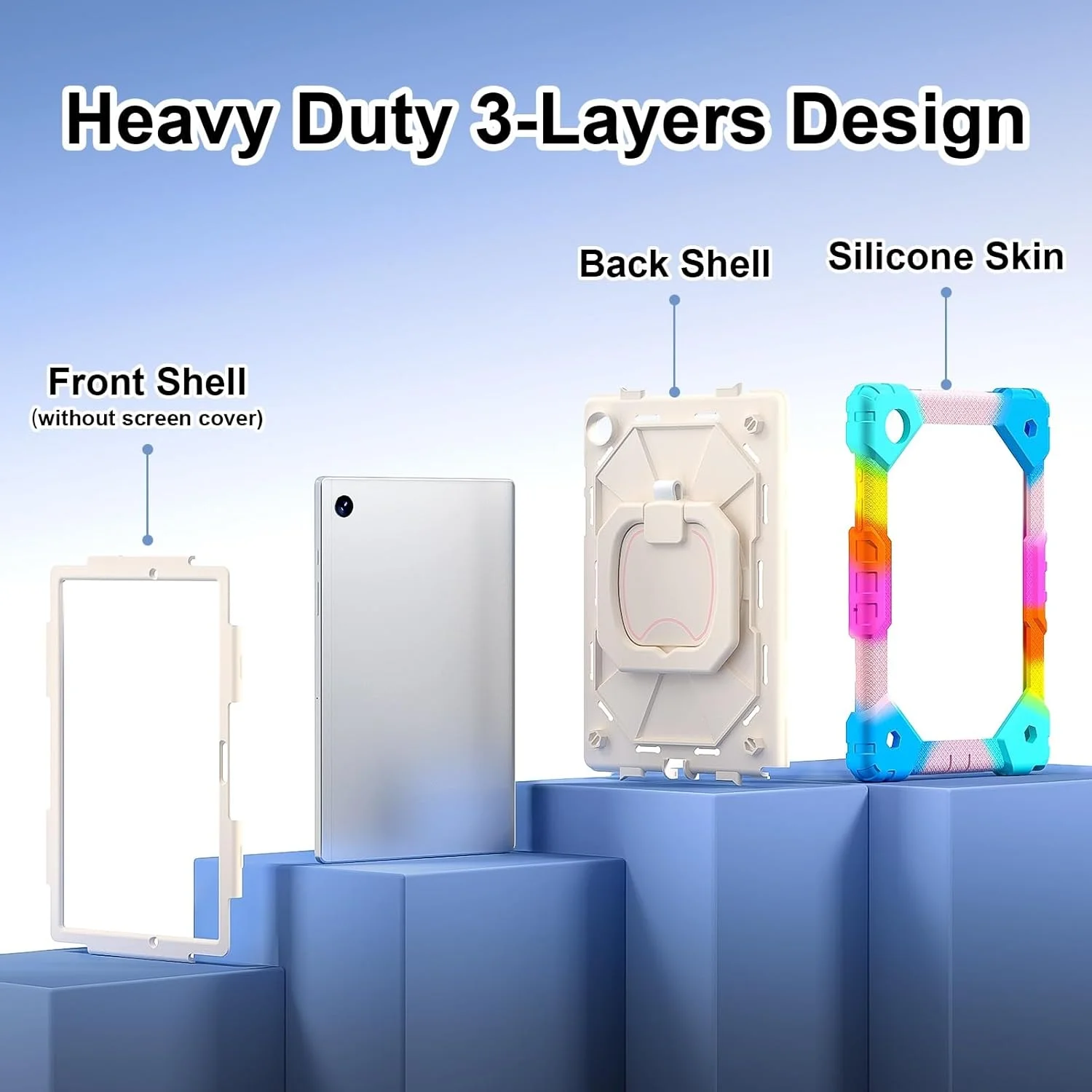 کاور تبلت، قاب تبلت سازگار با تبلت سامسونگ گلکسی تب A8 10.5 اینچ X200 / X205 (2021)، کاور محافظ مقاوم در برابر ضربه با پایه چرخان 360 درجه + بند دستی + بند شانه، مناسب برای منزل کاور تبلت، قاب تبلت سازگار با تبلت سامسونگ گلکسی تب A8 10.5 اینچ X200 / X205 (2021)، کاور محافظ مقاوم در برابر ضربه با پایه چرخان 360 درجه + بند دستی + بند شانه، مناسب برای منزل