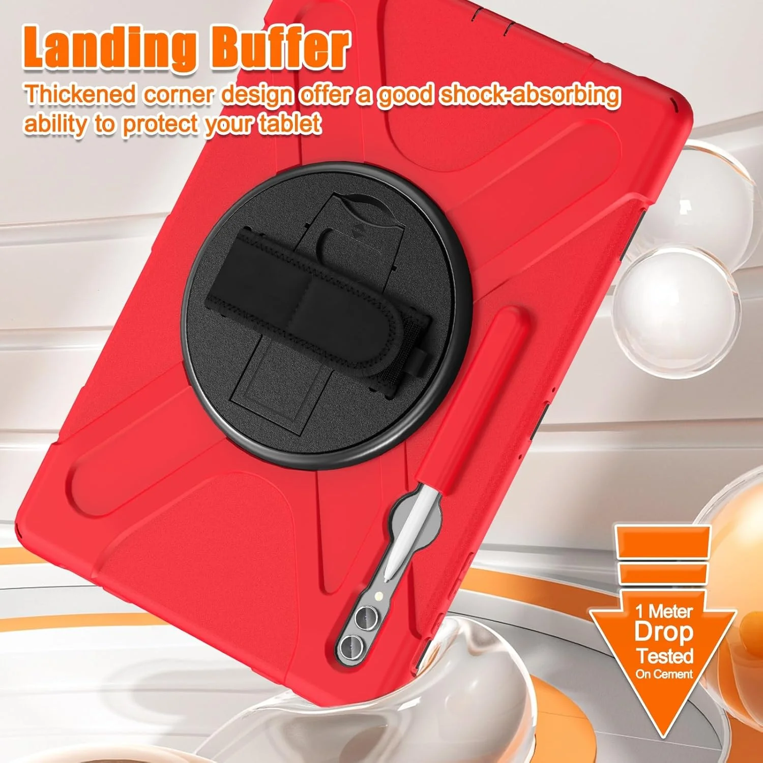 کیف حمل تبلت سازگار با Samsung Galaxy Tab S8 Ultra 14.6 اینچ X900/X906B/X906U/X906N (2022)، کیف مقاوم و بادوام ضد ضربه با نگهدارنده قلم، بند شانه محافظ Protezion