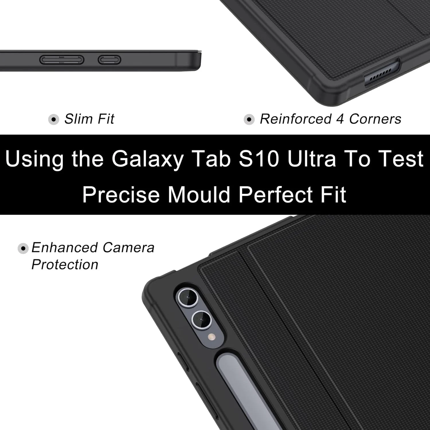 کاور سوکه برای تبلت سامسونگ گلکسی تب S9 Ultra 2023 / S8 Ultra 2022 به همراه جای قلم S Pen [SM-X910/X916B/X918U/X900/X906]، کاور پشتی TPU نرم و ضد ضربه برای تبلت گلکسی S9 Ultra سایز 14.6 اینچ، مشکی