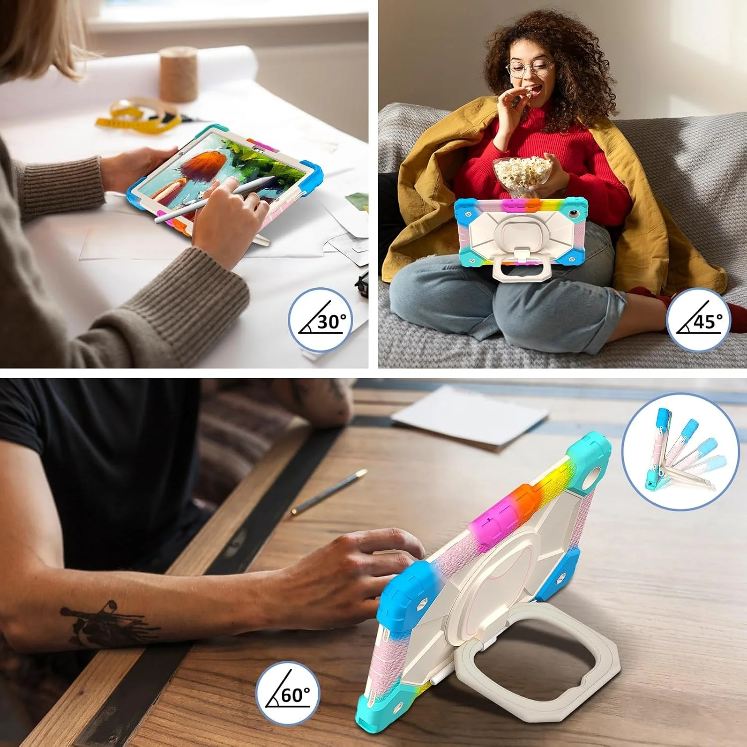 کاور تبلت، قاب تبلت سازگار با تبلت سامسونگ گلکسی تب A8 10.5 اینچ X200 / X205 (2021)، کاور محافظ مقاوم در برابر ضربه با پایه چرخان 360 درجه + بند دستی + بند شانه، مناسب برای منزل کاور تبلت، قاب تبلت سازگار با تبلت سامسونگ گلکسی تب A8 10.5 اینچ X200 / X205 (2021)، کاور محافظ مقاوم در برابر ضربه با پایه چرخان 360 درجه + بند دستی + بند شانه، مناسب برای منزل