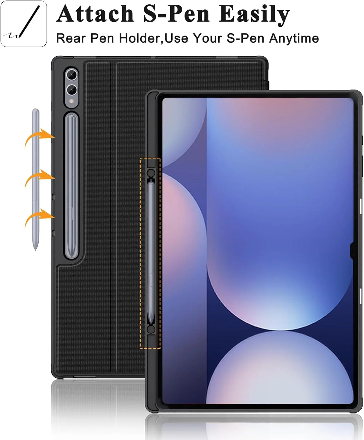 کاور سوکه برای تبلت سامسونگ گلکسی تب S9 Ultra 2023 / S8 Ultra 2022 به همراه جای قلم S Pen [SM-X910/X916B/X918U/X900/X906]، کاور پشتی TPU نرم و ضد ضربه برای تبلت گلکسی S9 Ultra سایز 14.6 اینچ، مشکی