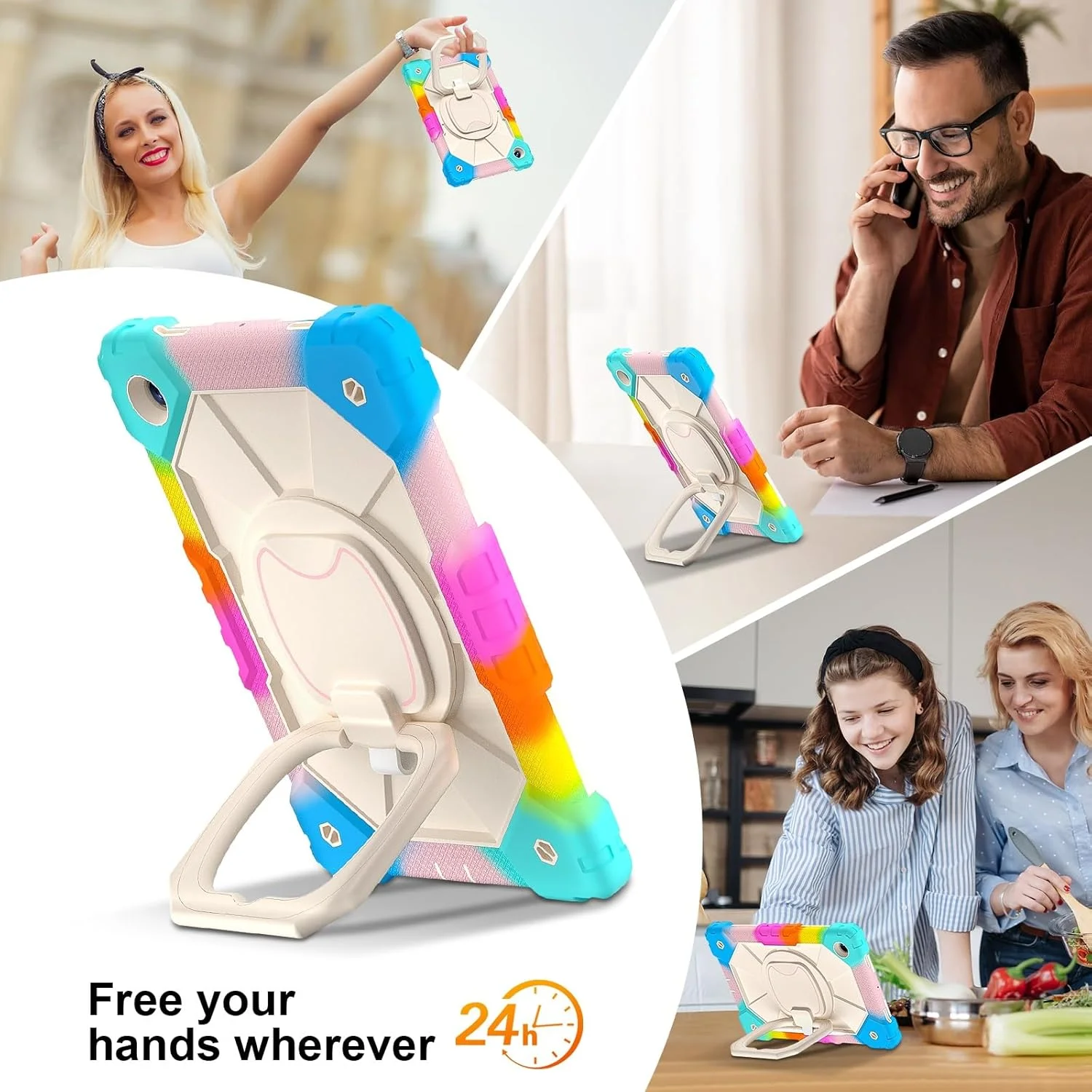 کاور تبلت، قاب تبلت سازگار با تبلت سامسونگ گلکسی تب A8 10.5 اینچ X200 / X205 (2021)، کاور محافظ مقاوم در برابر ضربه با پایه چرخان 360 درجه + بند دستی + بند شانه، مناسب برای منزل کاور تبلت، قاب تبلت سازگار با تبلت سامسونگ گلکسی تب A8 10.5 اینچ X200 / X205 (2021)، کاور محافظ مقاوم در برابر ضربه با پایه چرخان 360 درجه + بند دستی + بند شانه، مناسب برای منزل