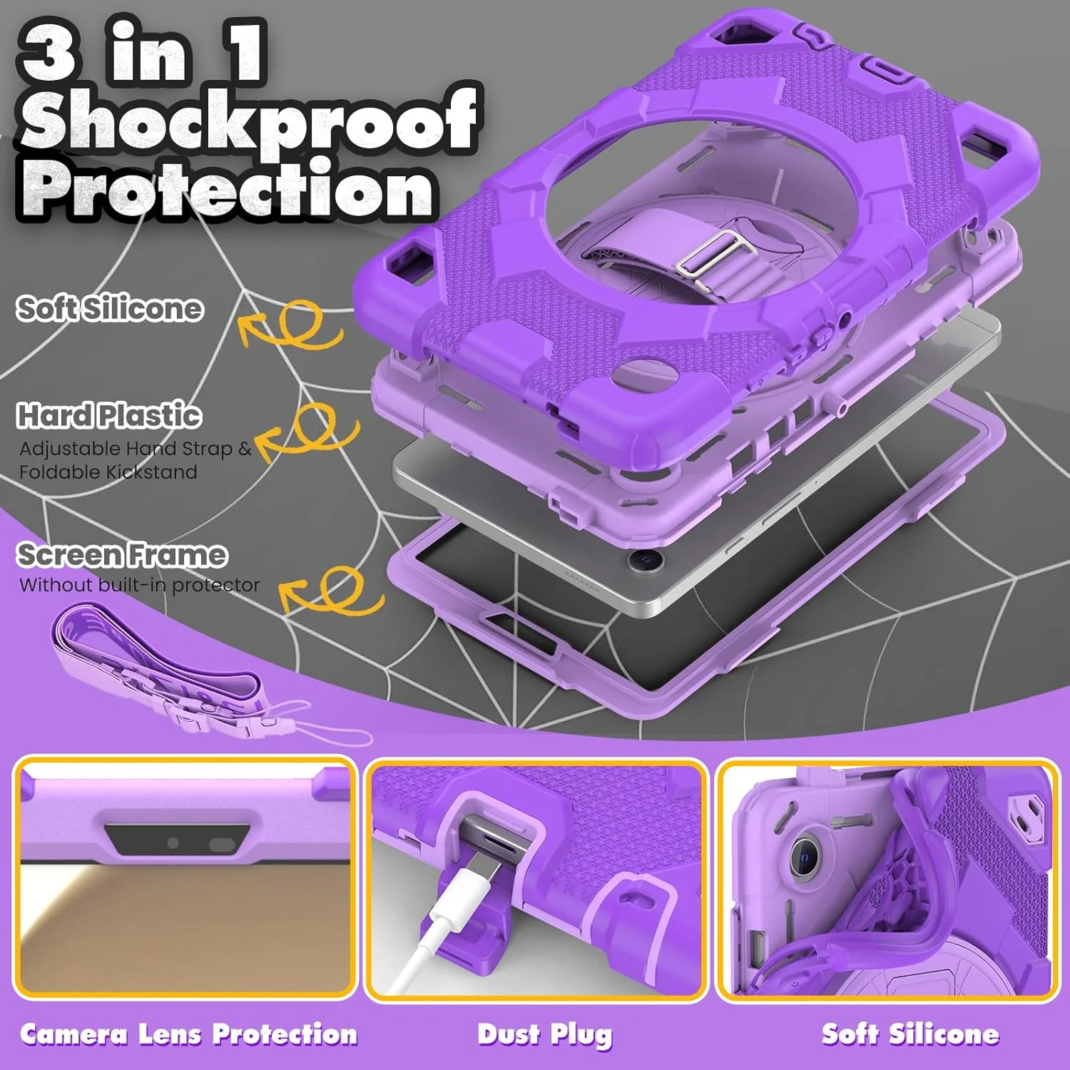 کیف تبلت nincyee برای Samsung Galaxy Tab A9 8.7 اینچ 2023، کیف سیلیکونی رنگین کمانی طرح قهرمان عنکبوتی مقاوم در برابر ضربه، مناسب کودکان، دارای جای مداد، بند شانه، پایه تاشو چرخشی و بند دستی کیف تبلت nincyee برای Samsung Galaxy Tab A9 8.7 اینچ 2023، کیف سیلیکونی رنگین کمانی طرح قهرمان عنکبوتی مقاوم در برابر ضربه، مناسب کودکان، دارای جای مداد، بند شانه، پایه تاشو چرخشی و بند دستی