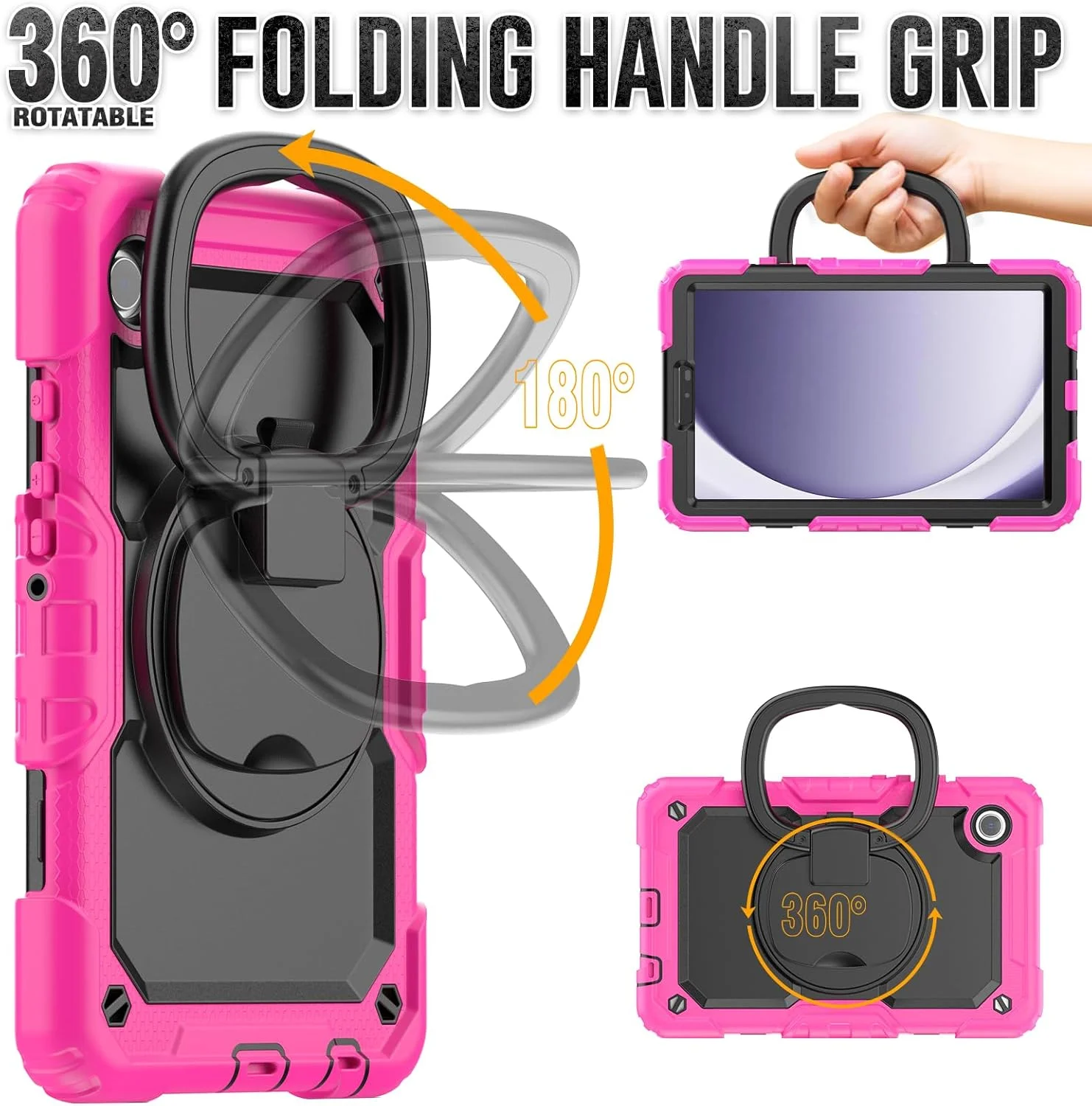 کیف محافظ تبلت مقاوم Nincyee مناسب برای Samsung Galaxy Tab A9 8.7 اینچ 2023، کاور سیلیکونی ضد ضربه 3 در 1 با جای مداد، بند شانه، پایه تاشو نامرئی