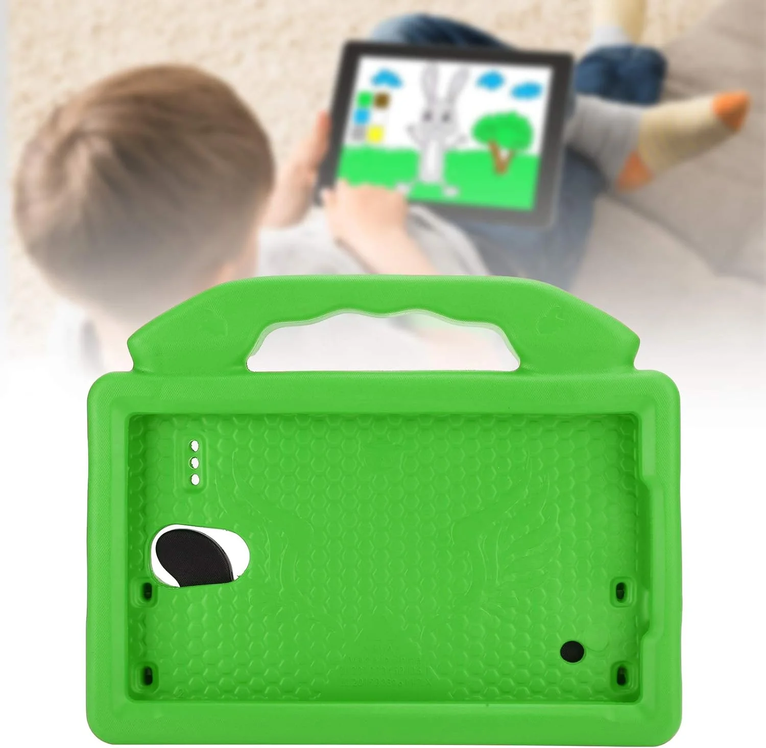 کاور تبلت برای تبلت سامسونگ گلکسی تب 8.0 اینچی مدل SM‑T330/T331/T377/T380/T385/T387، کاور محافظ کودکانه برای گلکسی تب، با پایه انگشتی (سبز)