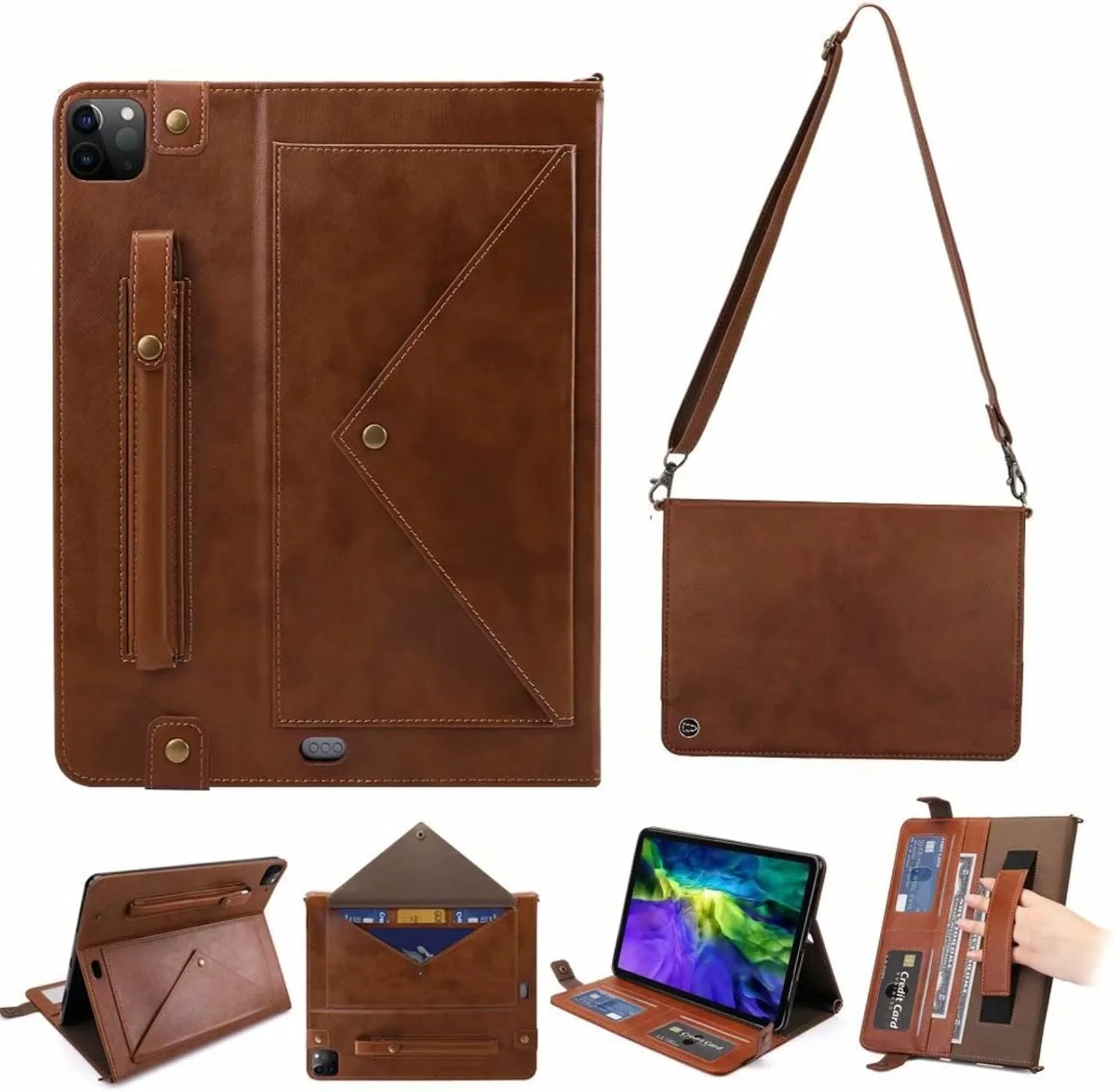 کیف تبلت چرمی پاکتی شیک MEOORHE با طراحی محفظه کارت و کیف پول، محافظ ضد ضربه برای تبلت سامسونگ گلکسی S7 Plus FE S6 (صورتی، S7 2020 11 T870)