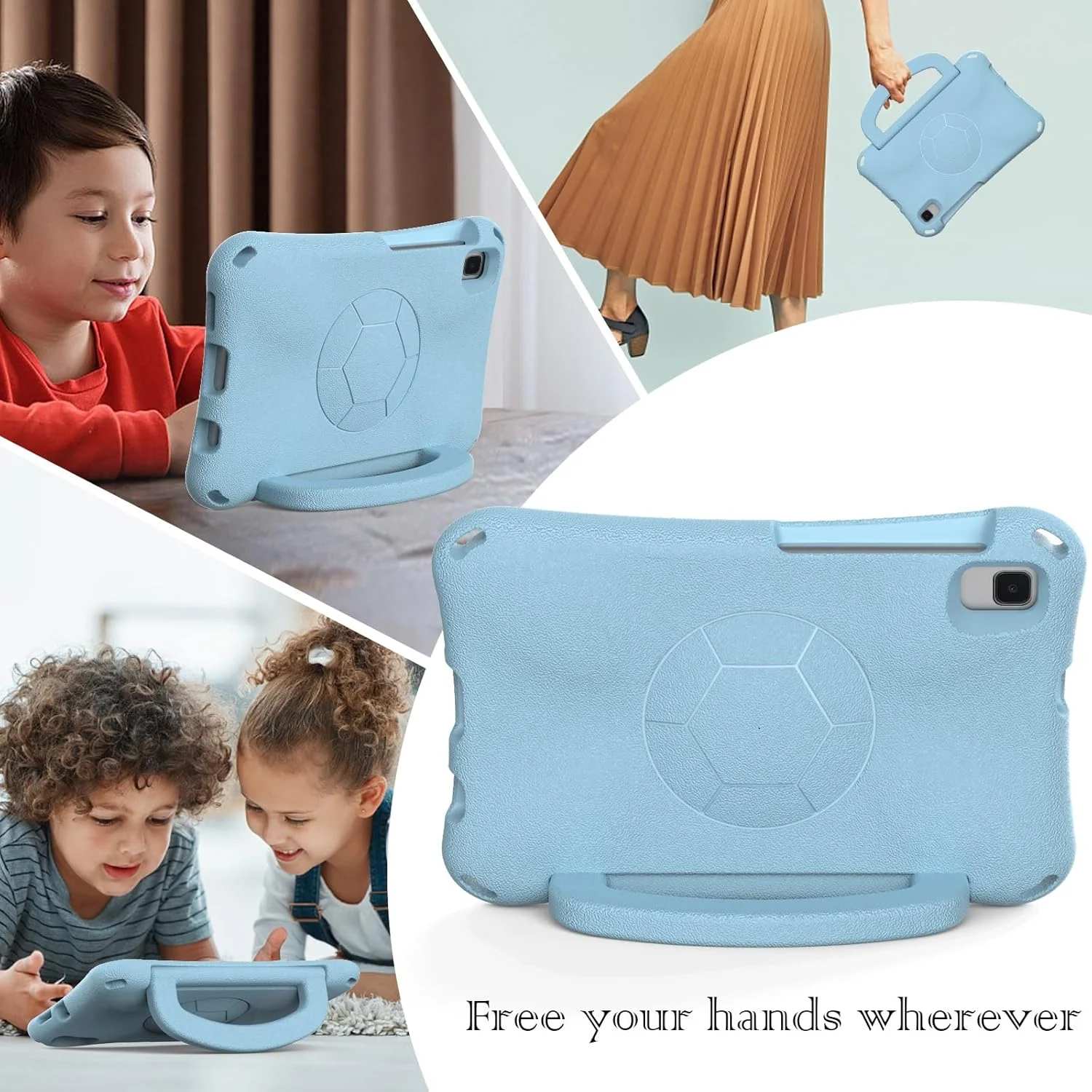 کیف تبلت کودکانه سازگار با تبلت سامسونگ گلکسی تب A9 8.7 اینچ مدل 2023 (SM-X110/SM-X115)، کیف محافظ سبک وزن EVA ضد ضربه و مناسب کودکان با پایه دسته + بند شانه کیف تبلت کودکانه سازگار با تبلت سامسونگ گلکسی تب A9 8.7 اینچ مدل 2023 (SM-X110/SM-X115)، کیف محافظ سبک وزن EVA ضد ضربه و مناسب کودکان با پایه دسته + بند شانه