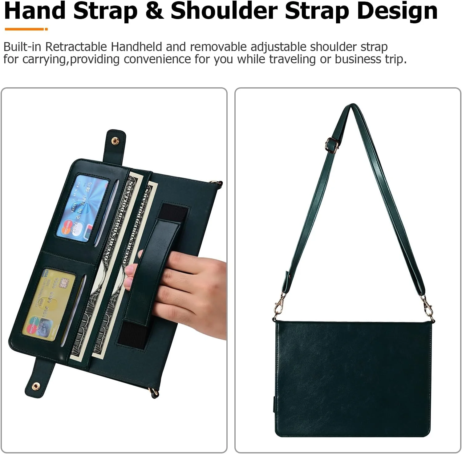 Dteck Case for Samsung Galaxy Tab S9 FE Plus,Galaxy Tab S10+/S9+ Case 12.4",PU Leather Business Stand Protective Cover with S Pen Holder Card Slots Shoulder Hand Strap Handbag Wallet Cover,DarkGreen Dteck Case for Samsung Galaxy Tab S9 FE Plus,Galaxy Tab S10+/S9+ Case 12.4",PU Leather Business Stand Protective Cover with S Pen Holder Card Slots Shoulder Hand Strap Handbag Wallet Cover,DarkGreen