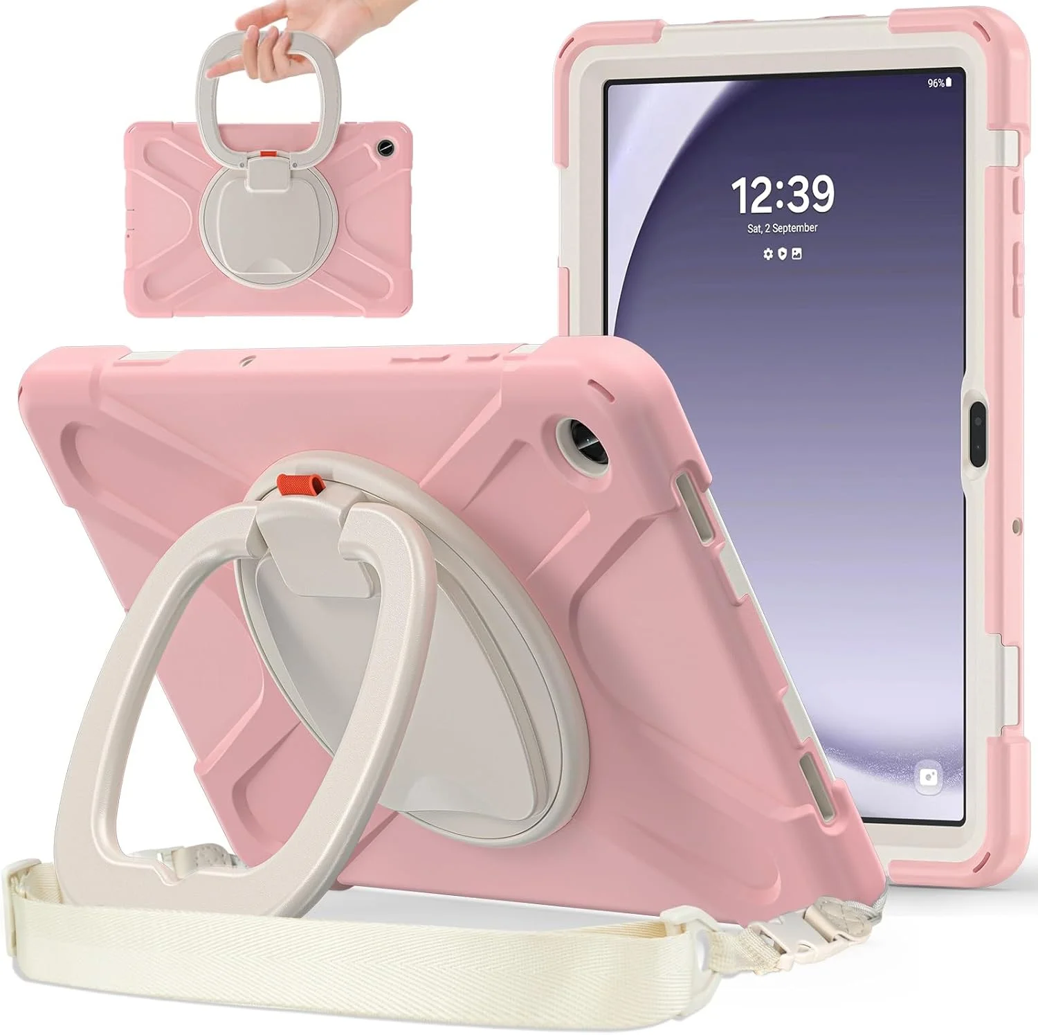 کاور تبلت سازگار با سامسونگ گلکسی تب A9 پلاس 11 اینچ 2023 SM-X210/X216/X218، کاور مقاوم در برابر ضربه با پایه چرخان 360 درجه، بند دستی/شانه، کاور سنگین تبلت تب A9 پلاس کاور تبلت سازگار با سامسونگ گلکسی تب A9 پلاس 11 اینچ 2023 SM-X210/X216/X218، کاور مقاوم در برابر ضربه با پایه چرخان 360 درجه، بند دستی/شانه، کاور سنگین تبلت تب A9 پلاس