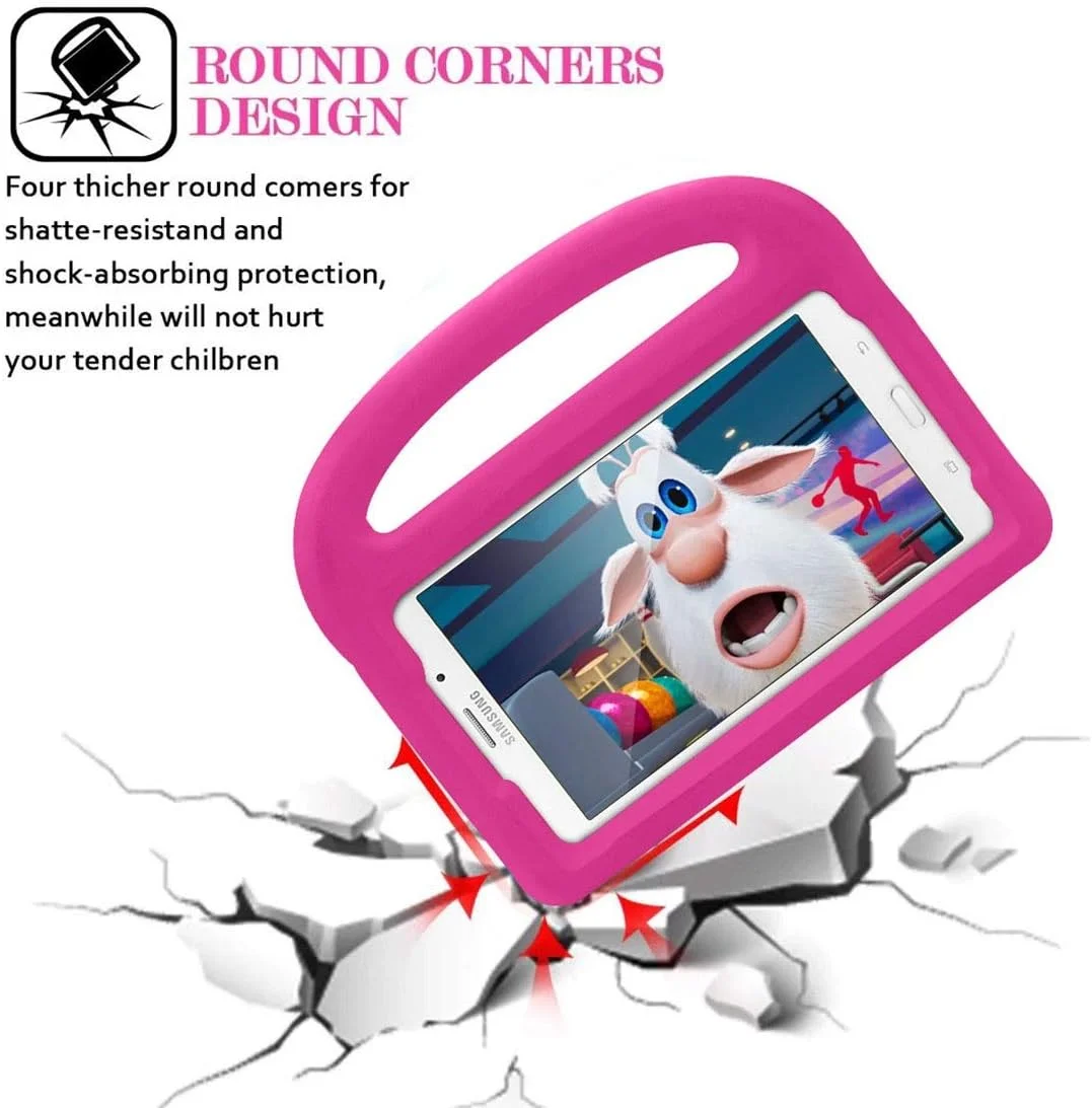 محافظ تبلت سازگار با تبلت سامسونگ گلکسی تب A T280/T285، قاب سیلیکونی مناسب کودکان، ضد ضربه، سبک وزن، دارای پایه و دسته محافظ تبلت سازگار با تبلت سامسونگ گلکسی تب A T280/T285، قاب سیلیکونی مناسب کودکان، ضد ضربه، سبک وزن، دارای پایه و دسته
