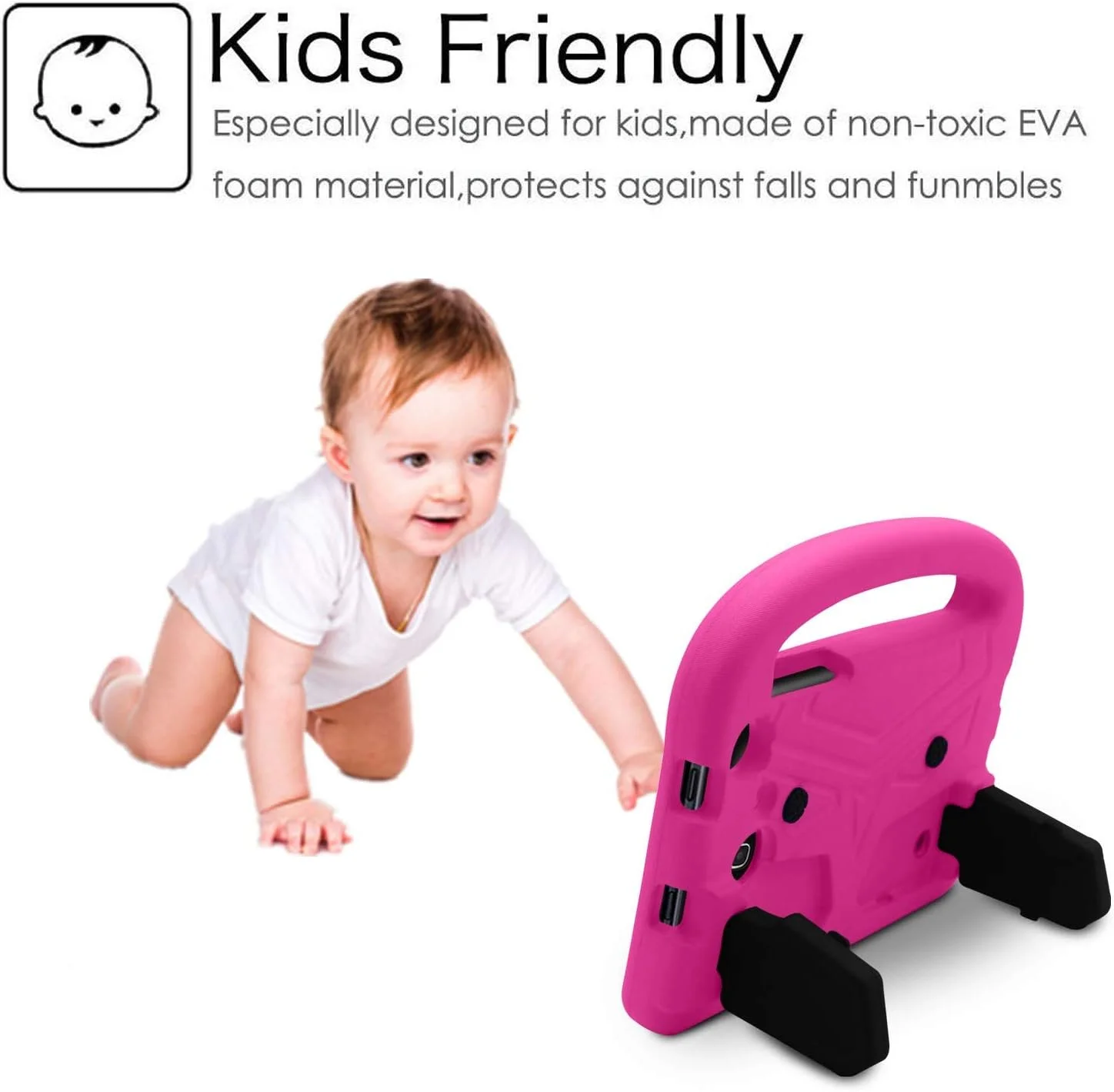 محافظ تبلت سازگار با تبلت سامسونگ گلکسی تب A T280/T285، قاب سیلیکونی مناسب کودکان، ضد ضربه، سبک وزن، دارای پایه و دسته محافظ تبلت سازگار با تبلت سامسونگ گلکسی تب A T280/T285، قاب سیلیکونی مناسب کودکان، ضد ضربه، سبک وزن، دارای پایه و دسته