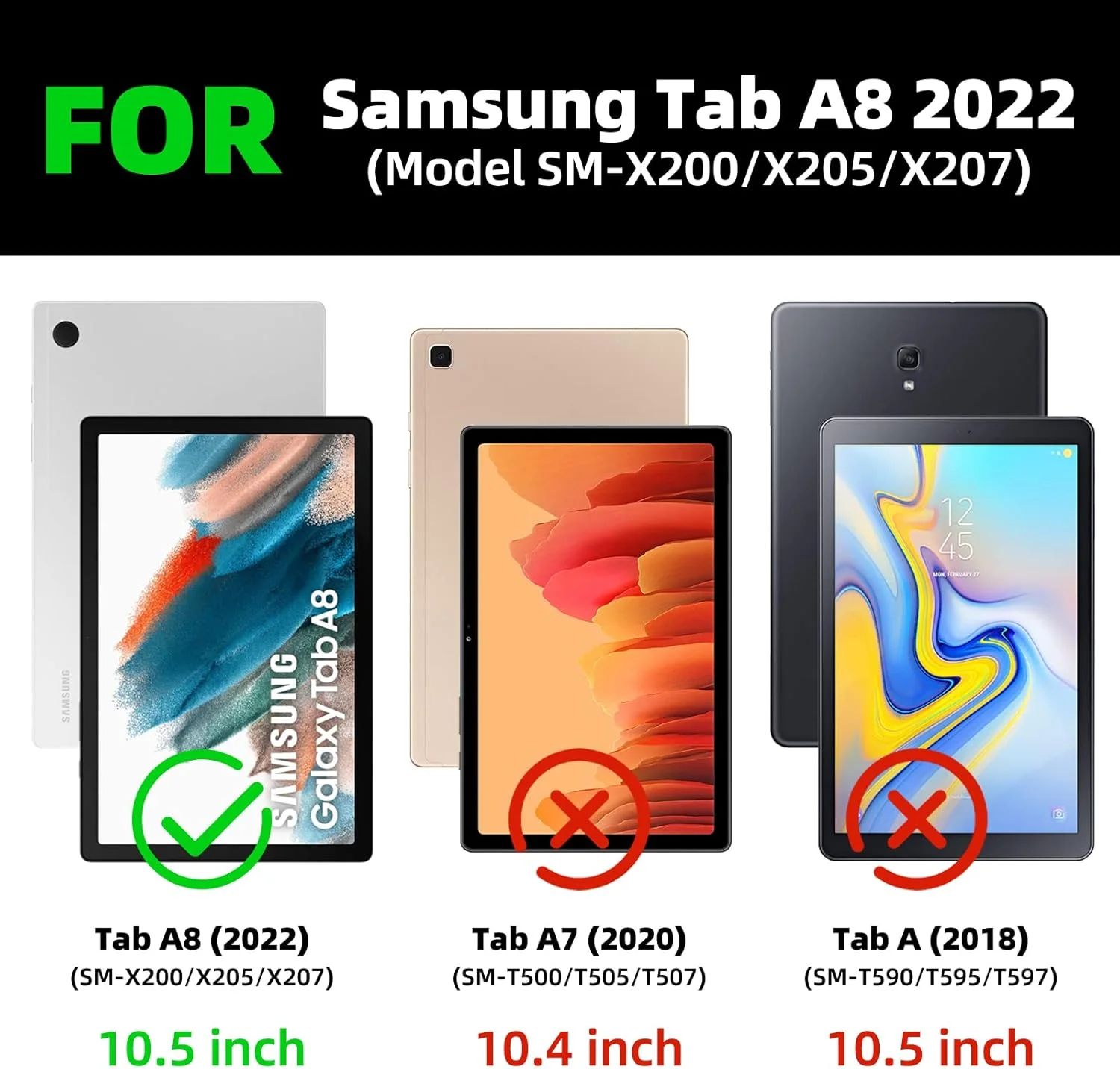 کیف محافظ طرح دار Nuouxoco برای تبلت سامسونگ گلکسی تب A8 با صفحه نمایش 10.5 اینچی (مدل SM-X200/X205/X207) مدل 2022، کاور محافظ ضد ضربه تمام بدنه با قابلیت تاشوندگی - طرح دایناسور بامزه