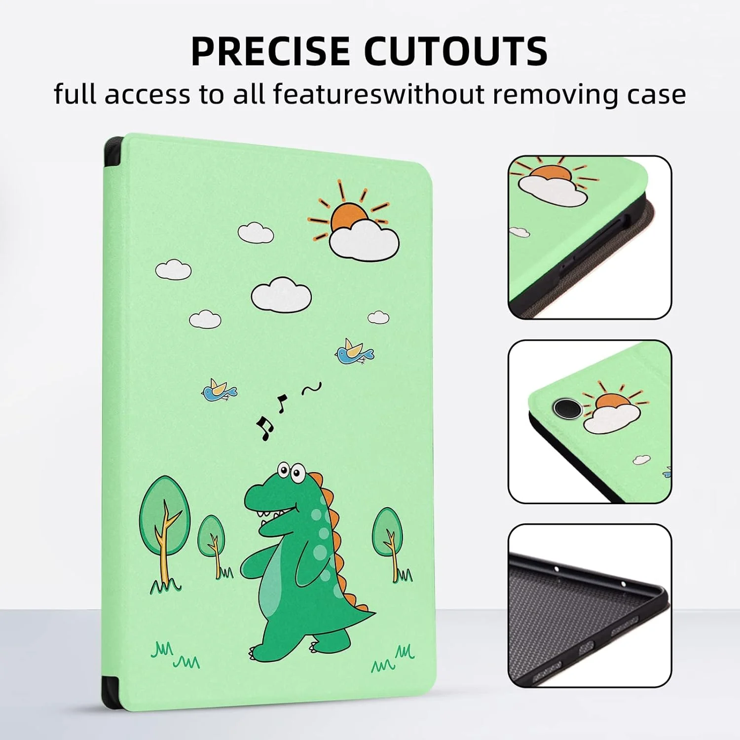 کیف محافظ طرح دار Nuouxoco برای تبلت سامسونگ گلکسی تب A8 با صفحه نمایش 10.5 اینچی (مدل SM-X200/X205/X207) مدل 2022، کاور محافظ ضد ضربه تمام بدنه با قابلیت تاشوندگی - طرح دایناسور بامزه
