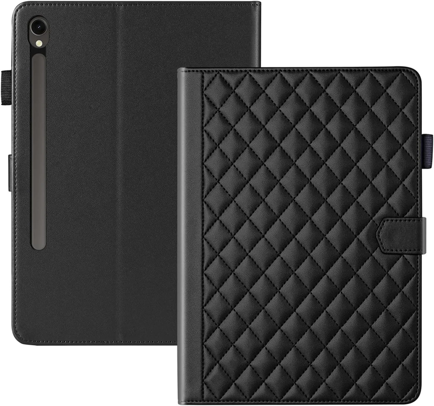 کیف محافظ تبلت سامسونگ گلکسی تب S10 FE Plus/S10 FE+ سایز ۱۳.۱ اینچ مدل X620 / X626B، کیف پول چرمی PU با پایه نگهدارنده و پوشش ضد لغزش (مشکی)