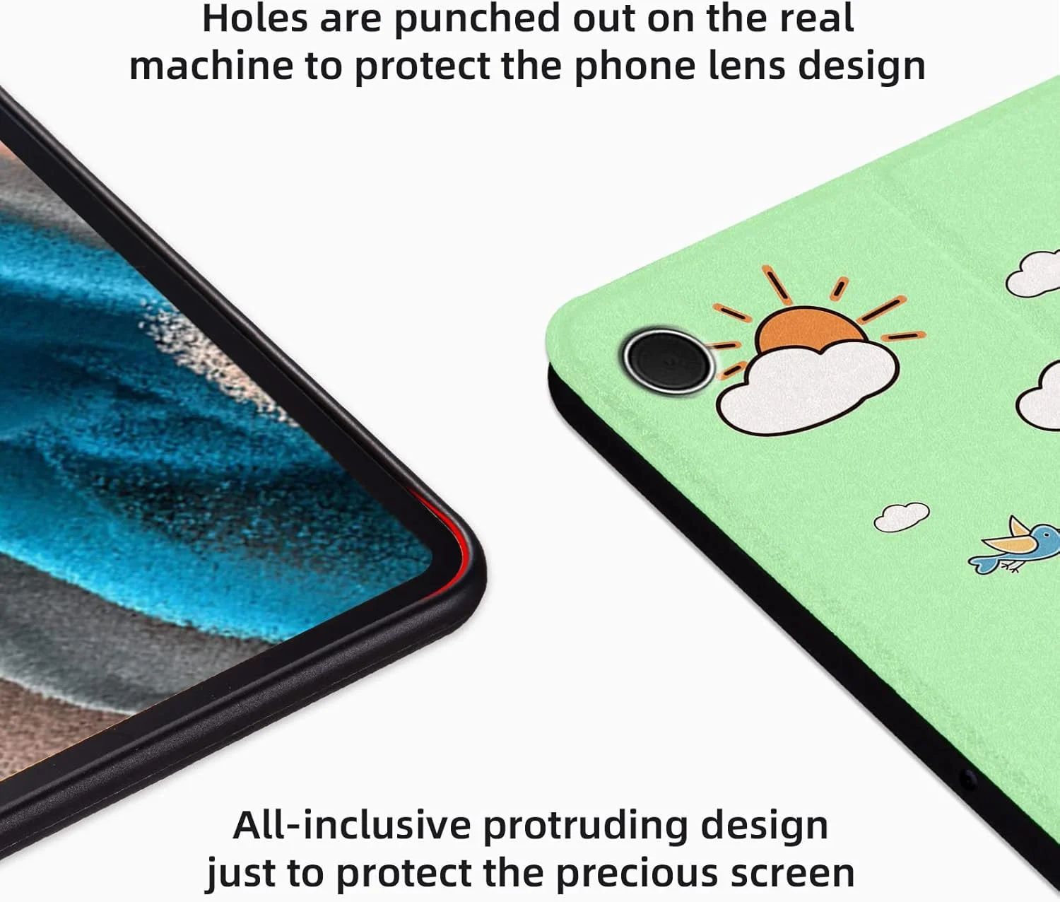 کیف محافظ طرح دار Nuouxoco برای تبلت سامسونگ گلکسی تب A8 با صفحه نمایش 10.5 اینچی (مدل SM-X200/X205/X207) مدل 2022، کاور محافظ ضد ضربه تمام بدنه با قابلیت تاشوندگی - طرح دایناسور بامزه