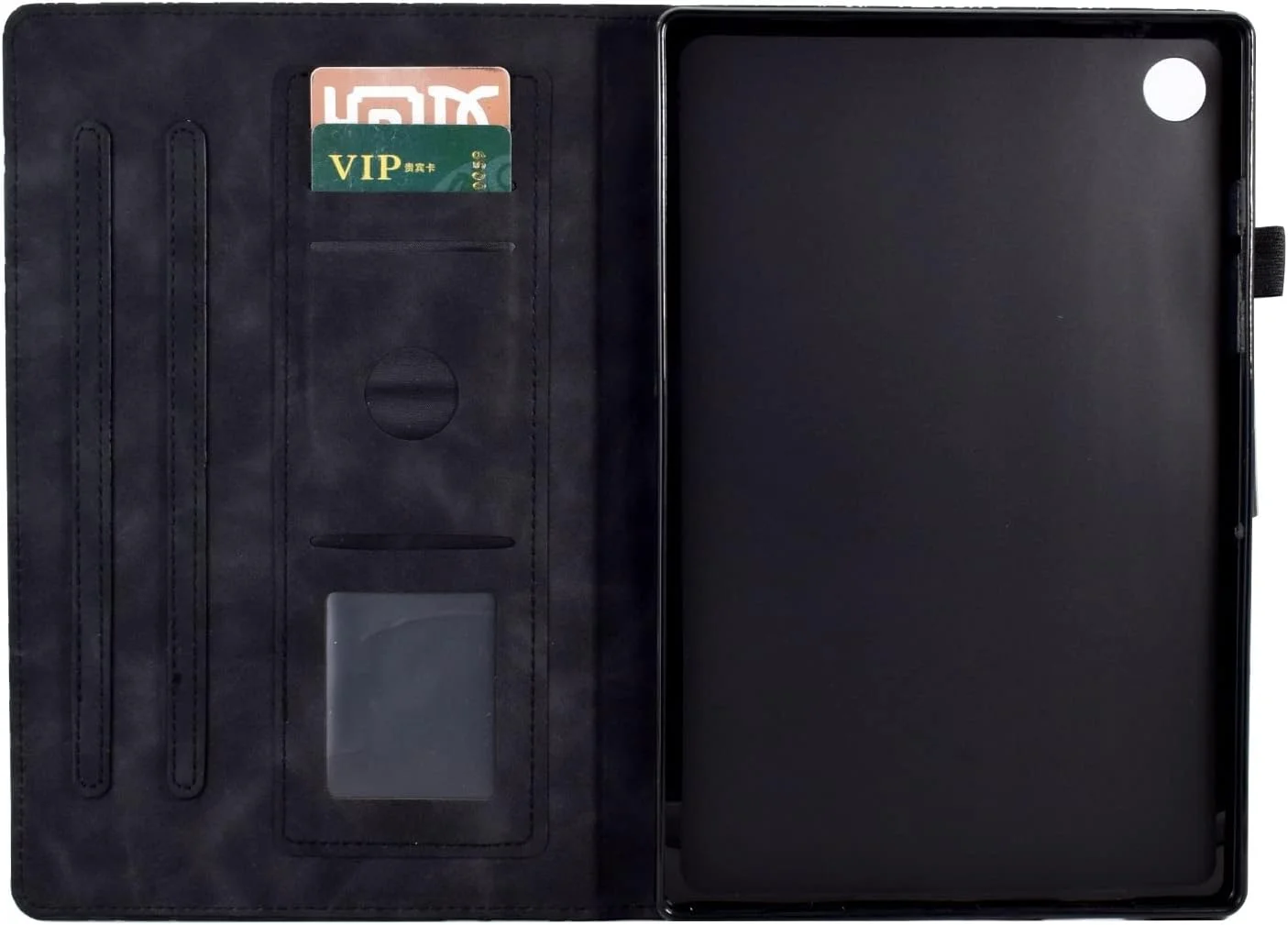 کیف تبلت محافظ طرح قدیمی سازگار با تبلت سامسونگ گلکسی تب A9 سایز 8.7 اینچ، چرم PU درجه یک، قابلیت تنظیم زاویه دید به همراه 2 جای کارت اعتباری (رنگ: مشکی)