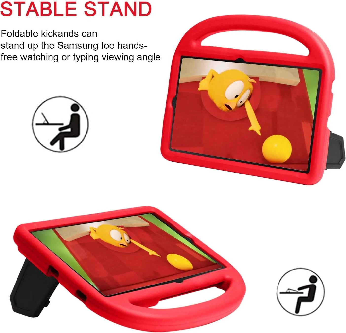 محافظ تبلت سازگار با تبلت سامسونگ گلکسی P6 Lite 10.4 P610/P615، قاب سیلیکونی مناسب کودکان، ضد ضربه، سبک وزن، ضد سقوط، دارای استند و دسته