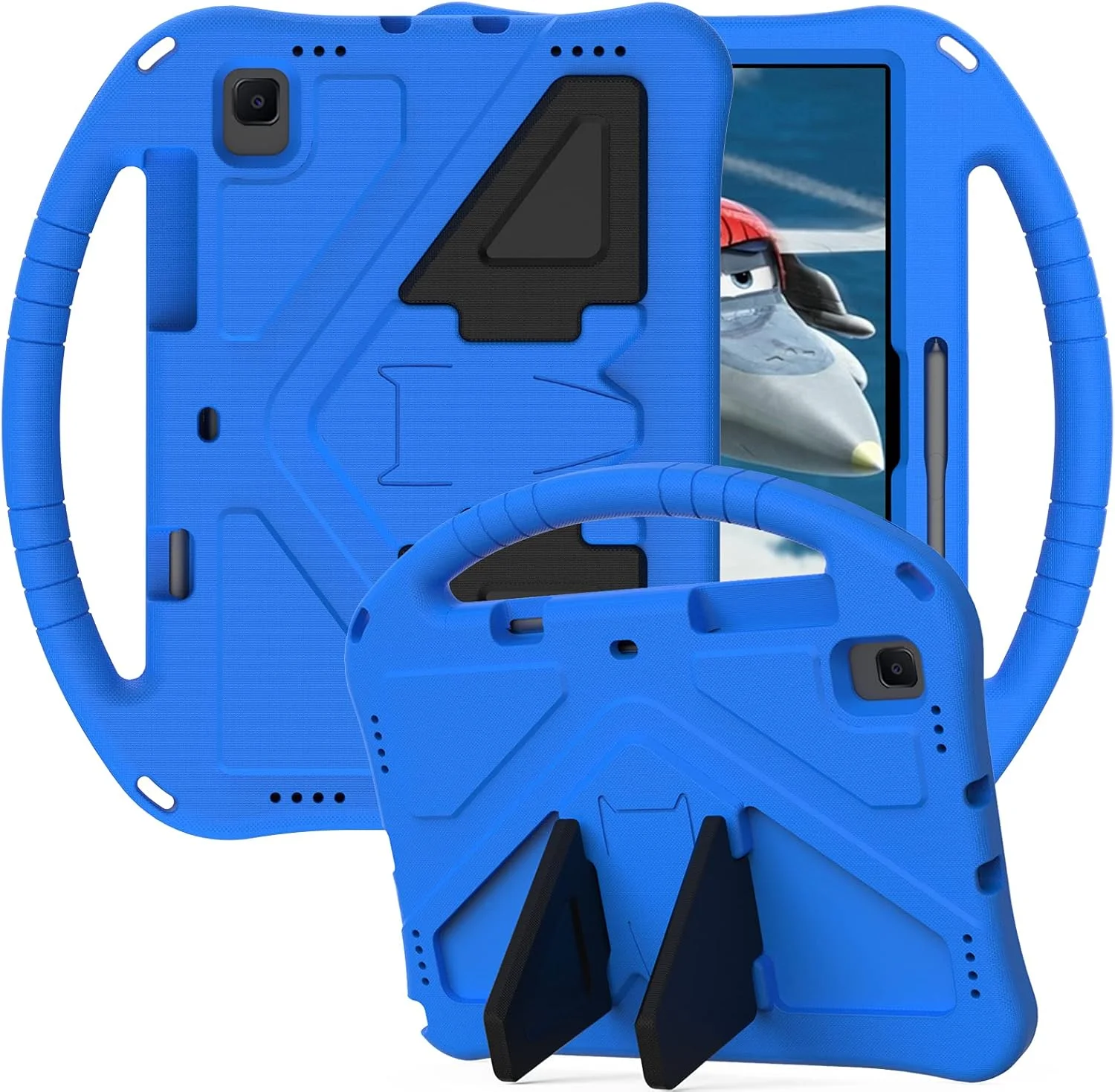 کیف کودکانه QYiiD برای گلکسی تب S6 لایت 10.4 اینچ 2020 SM-P610/P615، محافظ سبک وزن و ضد ضربه با پایه دسته تاشو و بند شانه ای، کیف کودکانه برای گلکسی تب S6 لایت 10.4 اینچ، آبی