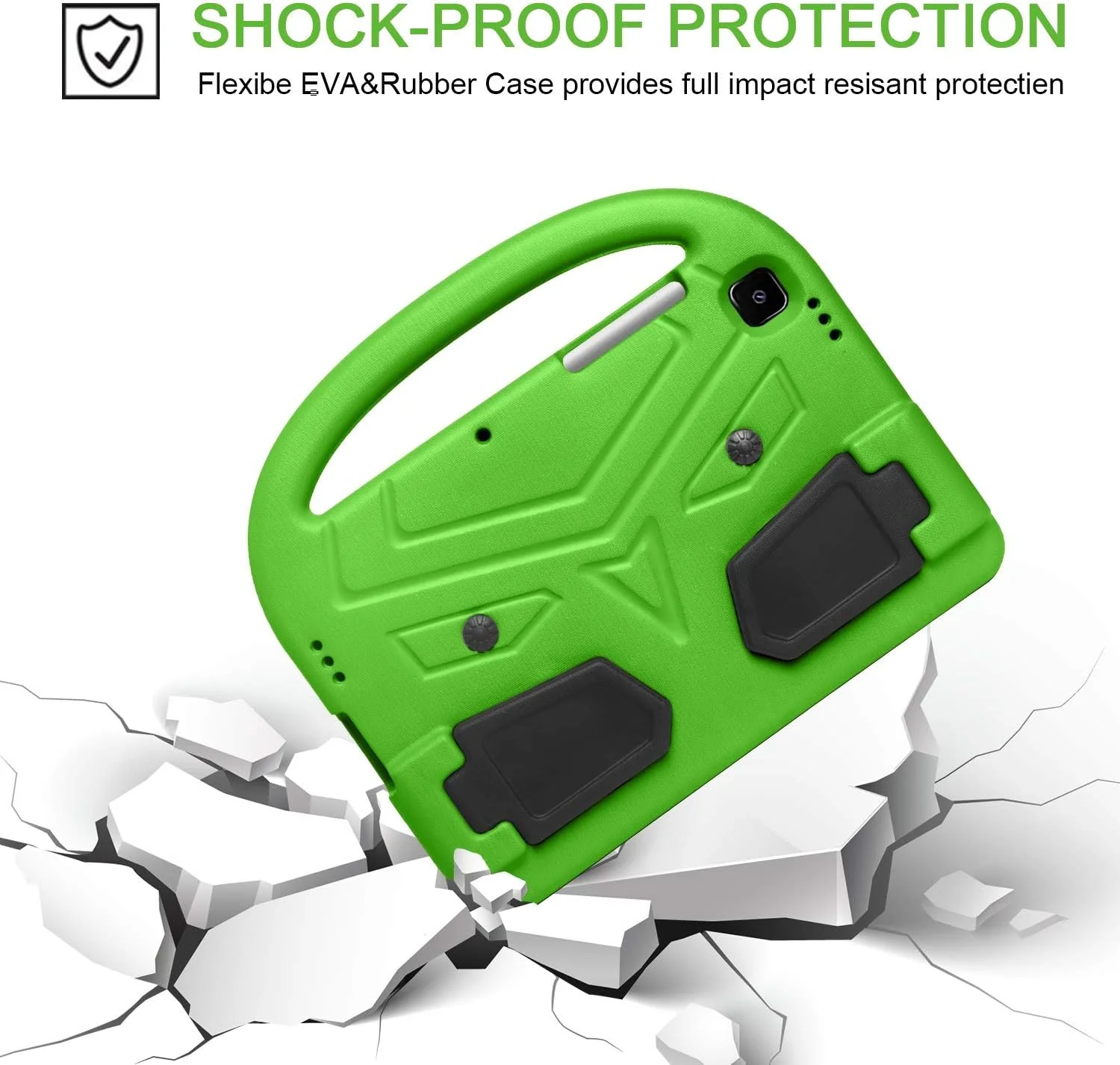 محافظ تبلت، قاب تبلت سازگار با سامسونگ گلکسی 2020 A7 T500/ T505 10.4، قاب سیلیکونی سازگار با کودکان، ضد ضربه، سبک وزن، ضد افتادن، دارای پایه