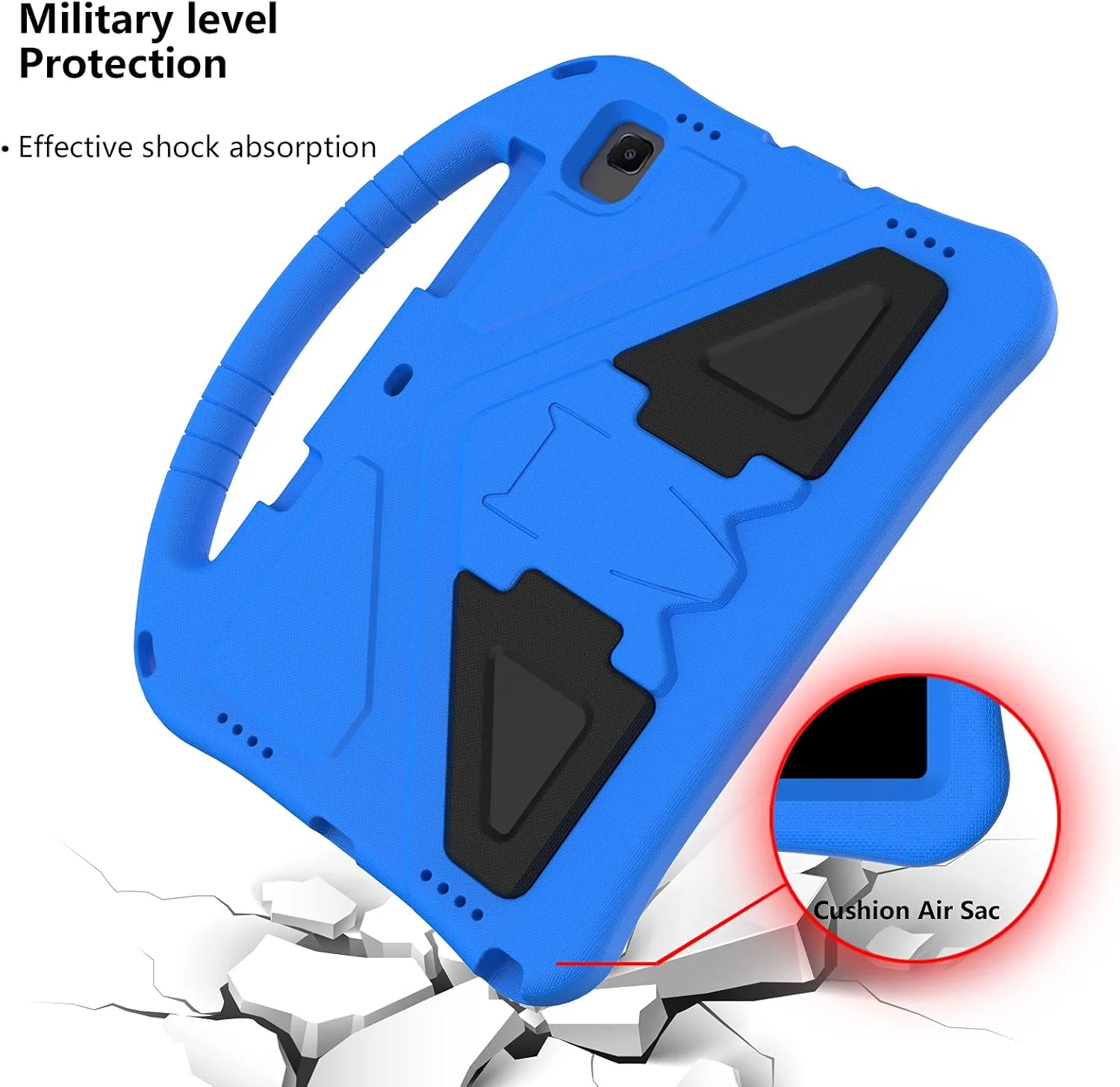 کیف کودکانه QYiiD برای گلکسی تب S6 لایت 10.4 اینچ 2020 SM-P610/P615، محافظ سبک وزن و ضد ضربه با پایه دسته تاشو و بند شانه ای، کیف کودکانه برای گلکسی تب S6 لایت 10.4 اینچ، آبی