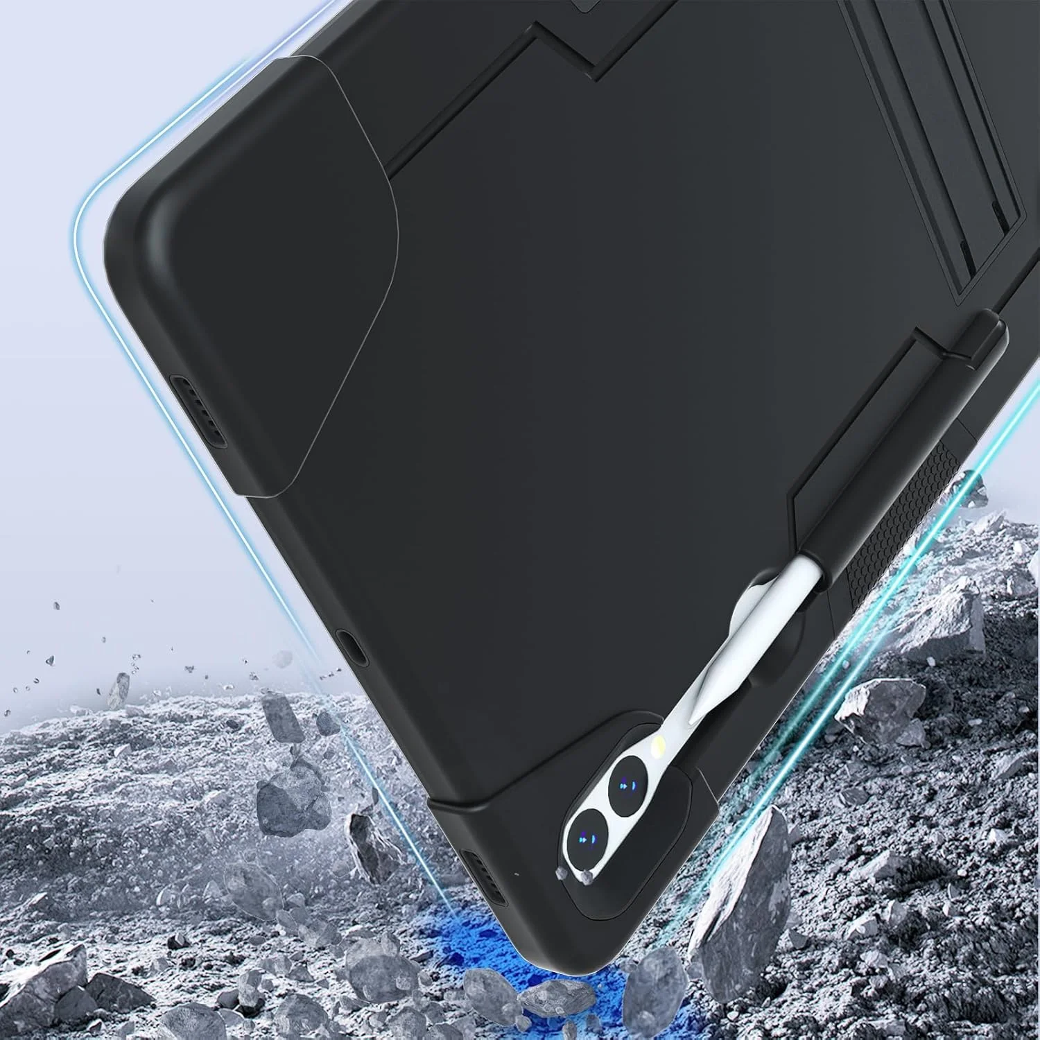 کیف تبلت سازگار با Samsung Galaxy Tab S9 Plus X810/X816B/X818U 12.4 اینچ، کیف محافظ هیبریدی مقاوم، پوشش محافظ مقاوم در برابر ضربه TPU، مشکی