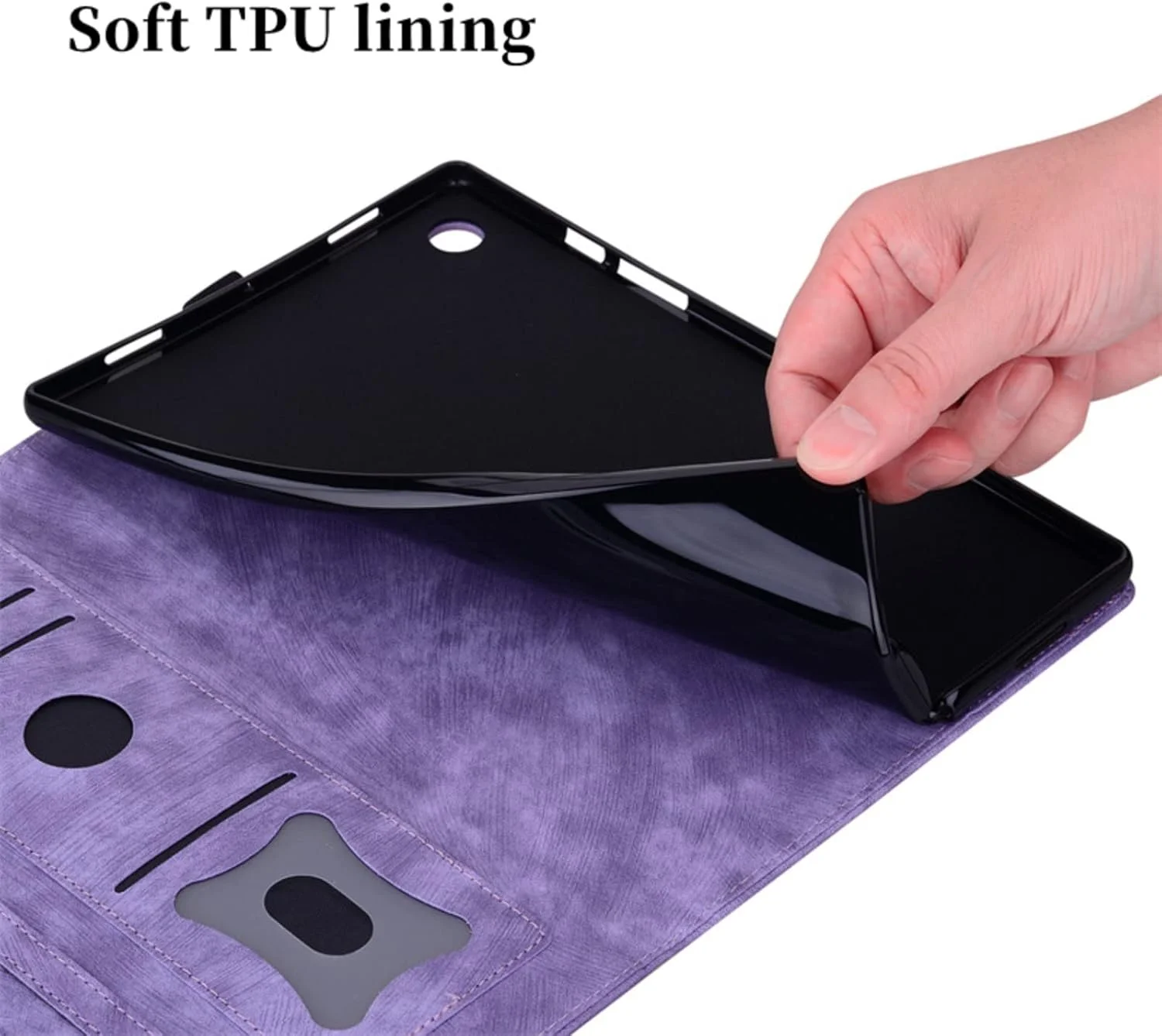 کیف تبلت چرمی با طرح گربه و گل برجسته MEOORHE مناسب برای تبلت سامسونگ گلکسی S8 S7 Ultra Plus FE دارای جای کارت، قابلیت تنظیم زاویه دید و پایه محافظ (قرمز رز، S8 2022 11 X700)