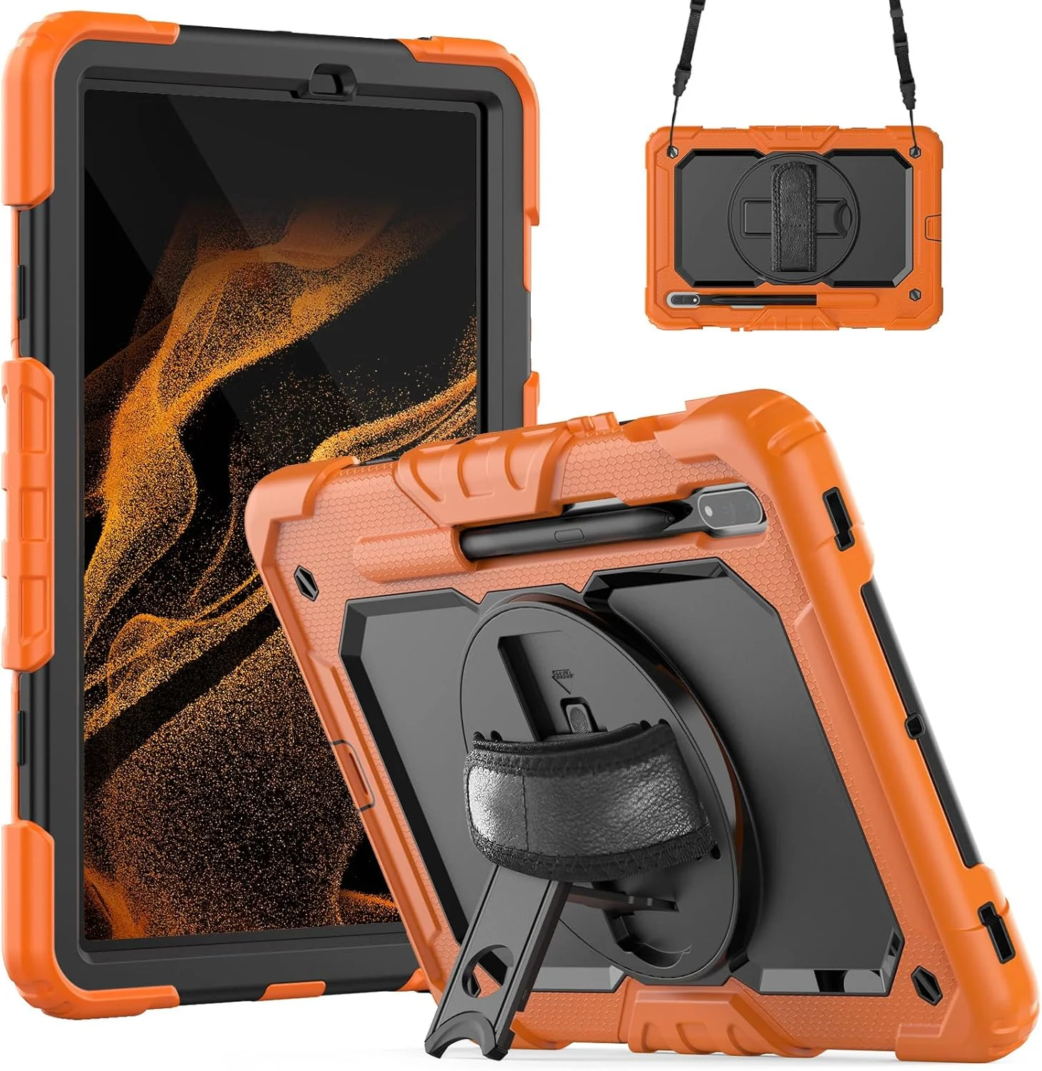 nincyee Heavy Duty Protective Tablet Case for Samsung Galaxy Tab S8/S7 11", 3 in 1 Rainbow Colors Shockproof Silicone Cover with Pencil Holder,Shoulder Strap,Hand Strap,Fold Kickstand nincyee Heavy Duty Protective Tablet Case for Samsung Galaxy Tab S8/S7 11", 3 in 1 Rainbow Colors Shockproof Silicone Cover with Pencil Holder,Shoulder Strap,Hand Strap,Fold Kickstand