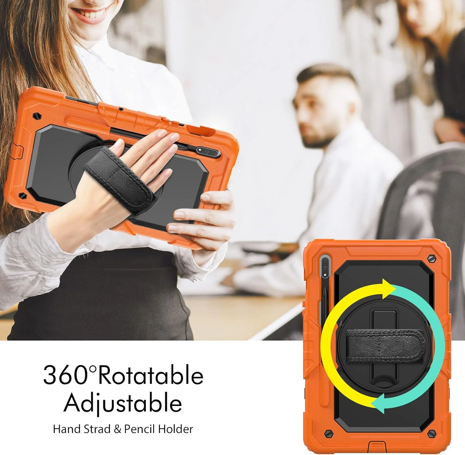 nincyee Heavy Duty Protective Tablet Case for Samsung Galaxy Tab S8/S7 11", 3 in 1 Rainbow Colors Shockproof Silicone Cover with Pencil Holder,Shoulder Strap,Hand Strap,Fold Kickstand nincyee Heavy Duty Protective Tablet Case for Samsung Galaxy Tab S8/S7 11", 3 in 1 Rainbow Colors Shockproof Silicone Cover with Pencil Holder,Shoulder Strap,Hand Strap,Fold Kickstand