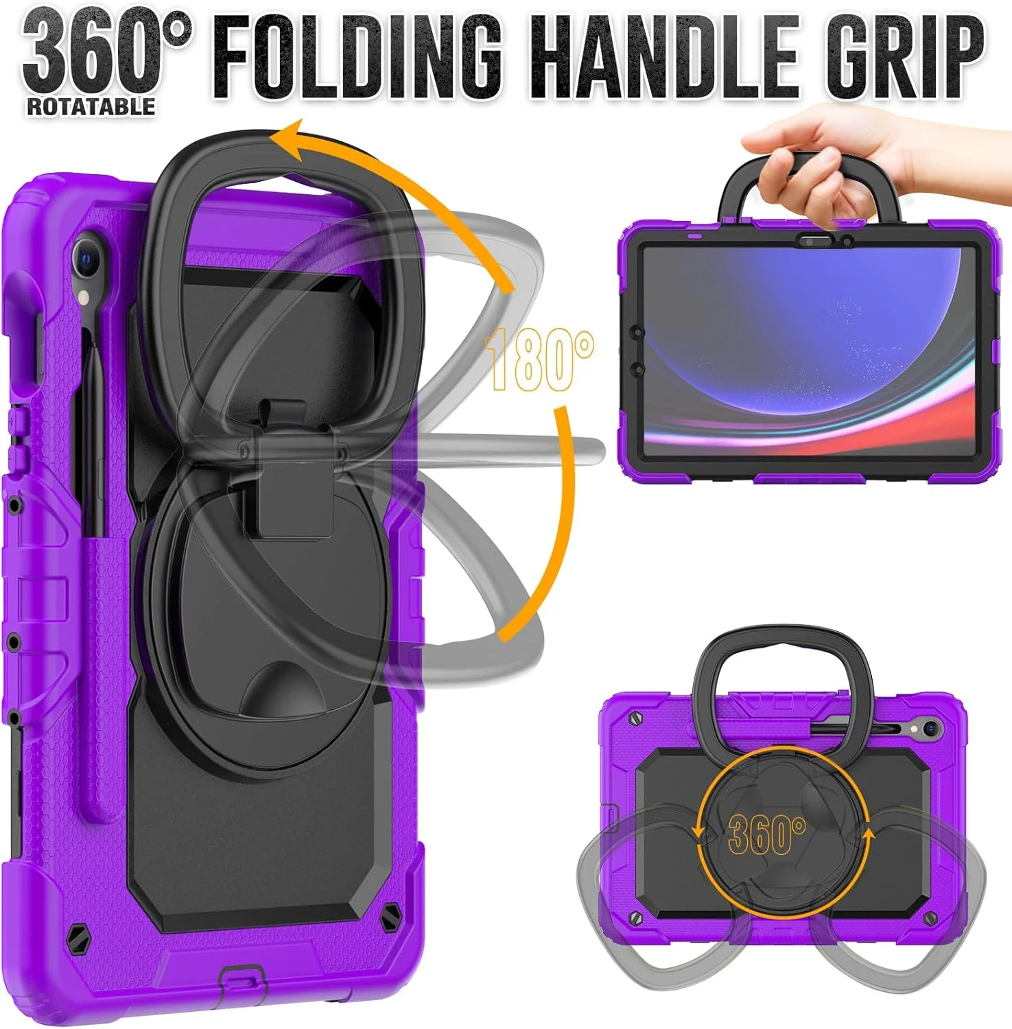 کیف محافظ تبلت سنگین نینسی برای سامسونگ گلکسی تب S10 FE/S9 FE/S9 11 اینچ، کاور سیلیکونی ضد ضربه 3 در 1 با جای مداد، بند شانه، پایه تاشو نامرئی کیف محافظ تبلت سنگین نینسی برای سامسونگ گلکسی تب S10 FE/S9 FE/S9 11 اینچ، کاور سیلیکونی ضد ضربه 3 در 1 با جای مداد، بند شانه، پایه تاشو نامرئی