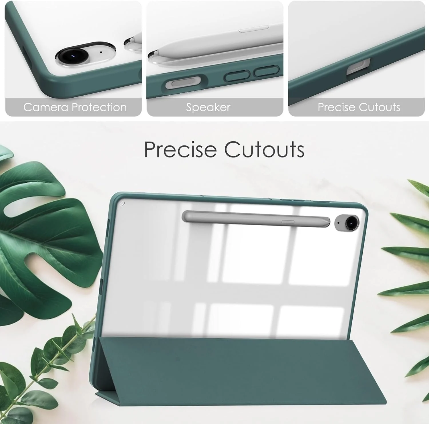 کیف تبلت هوشمند سه تایی، سازگار با تبلت سامسونگ گلکسی تب S9 FE 11 اینچ SM-X510/SM-X516، کیف محافظ پشتی شفاف باریک TPU با جای مدادی و پوشش ضد ضربه کیف تبلت هوشمند سه تایی، سازگار با تبلت سامسونگ گلکسی تب S9 FE 11 اینچ SM-X510/SM-X516، کیف محافظ پشتی شفاف باریک TPU با جای مدادی و پوشش ضد ضربه