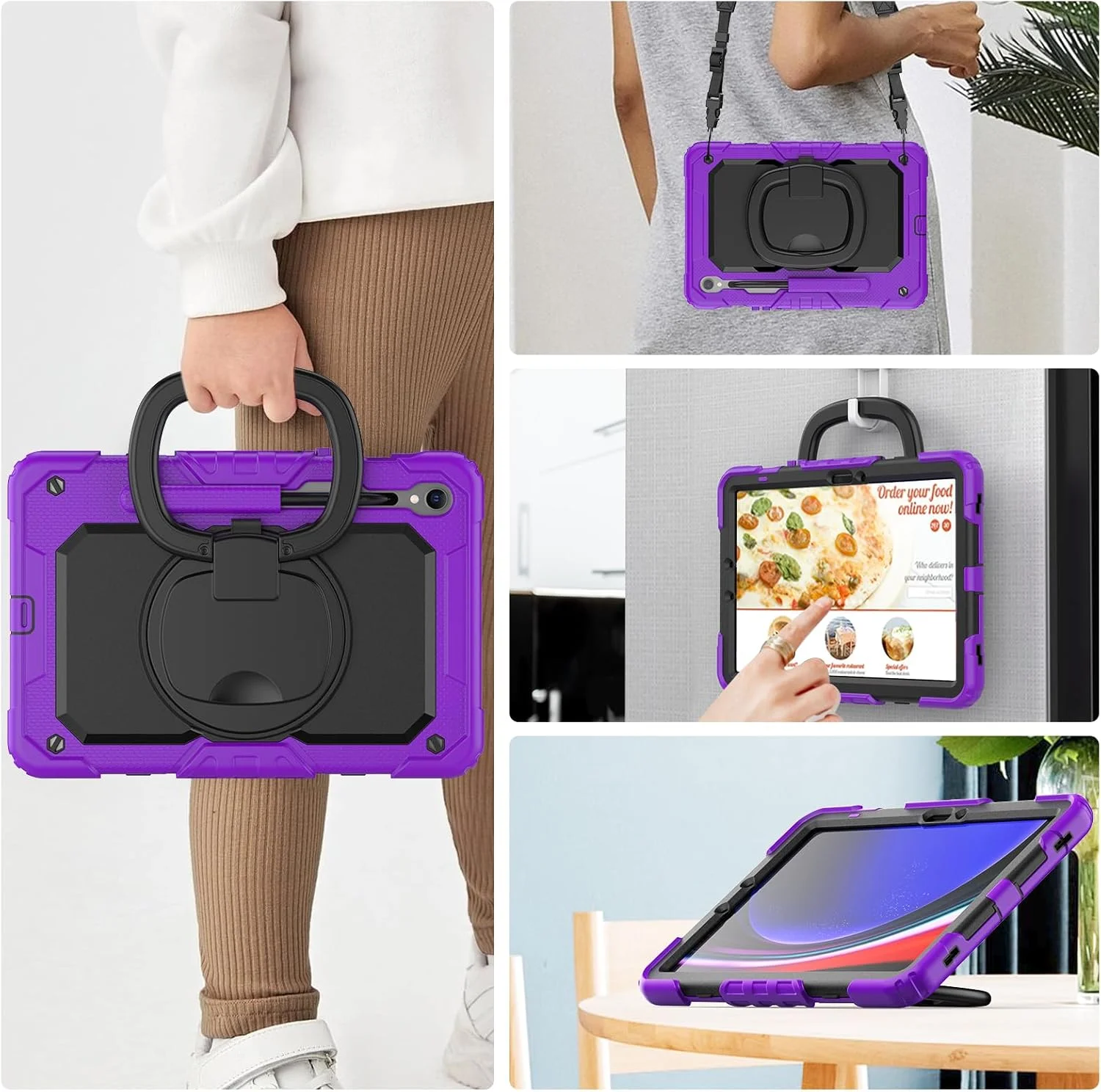 کیف محافظ تبلت سنگین نینسی برای سامسونگ گلکسی تب S10 FE/S9 FE/S9 11 اینچ، کاور سیلیکونی ضد ضربه 3 در 1 با جای مداد، بند شانه، پایه تاشو نامرئی کیف محافظ تبلت سنگین نینسی برای سامسونگ گلکسی تب S10 FE/S9 FE/S9 11 اینچ، کاور سیلیکونی ضد ضربه 3 در 1 با جای مداد، بند شانه، پایه تاشو نامرئی