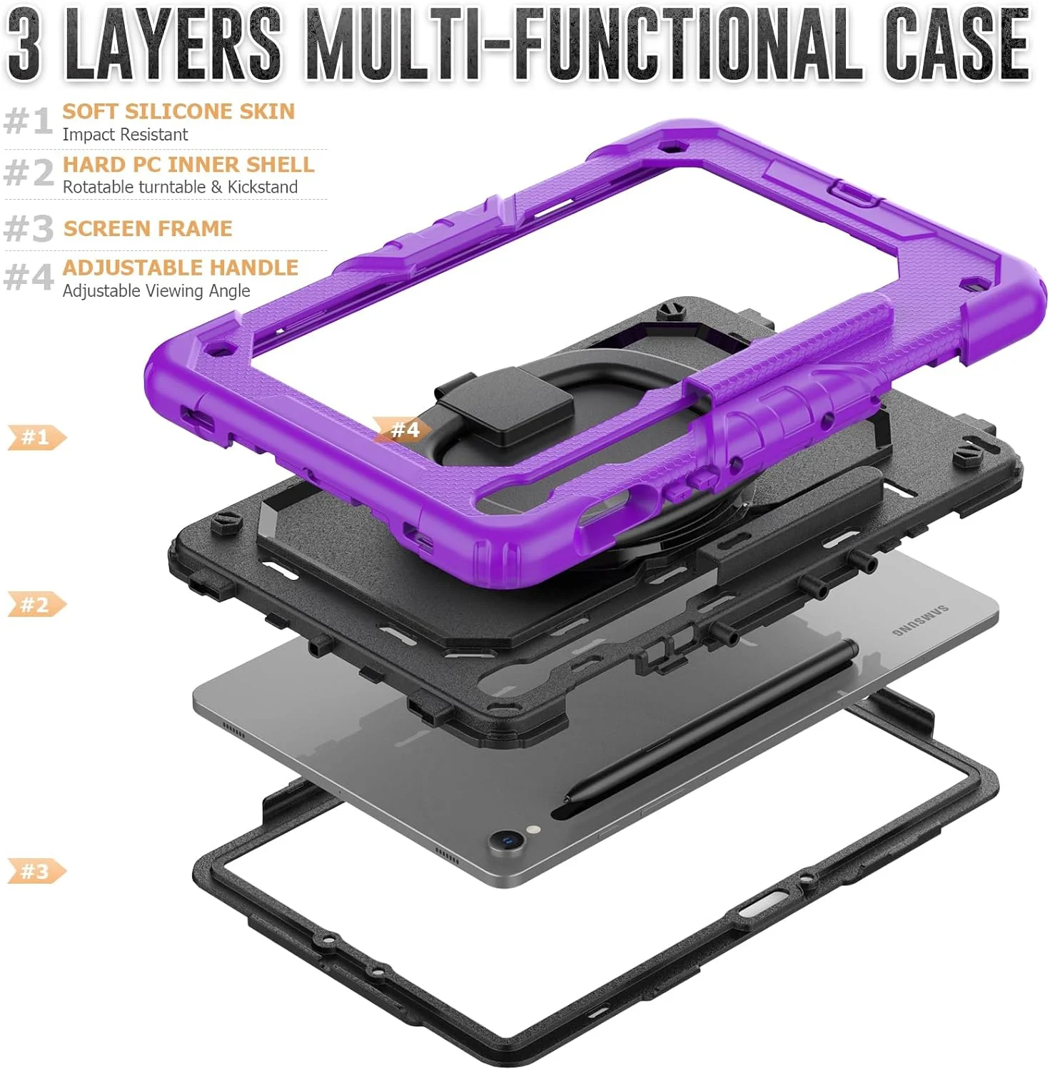 کیف محافظ تبلت سنگین نینسی برای سامسونگ گلکسی تب S10 FE/S9 FE/S9 11 اینچ، کاور سیلیکونی ضد ضربه 3 در 1 با جای مداد، بند شانه، پایه تاشو نامرئی کیف محافظ تبلت سنگین نینسی برای سامسونگ گلکسی تب S10 FE/S9 FE/S9 11 اینچ، کاور سیلیکونی ضد ضربه 3 در 1 با جای مداد، بند شانه، پایه تاشو نامرئی