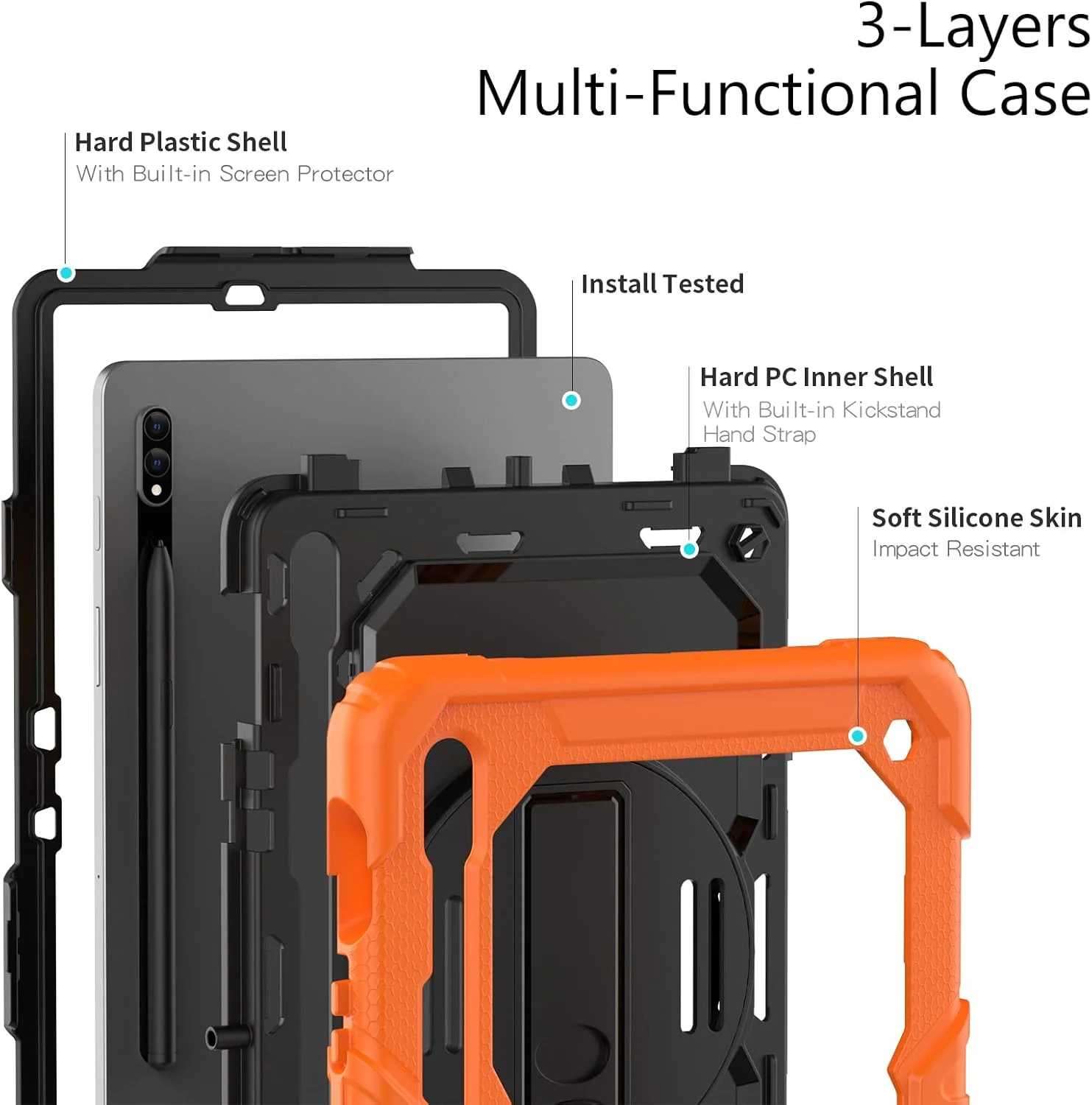 nincyee Heavy Duty Protective Tablet Case for Samsung Galaxy Tab S8/S7 11", 3 in 1 Rainbow Colors Shockproof Silicone Cover with Pencil Holder,Shoulder Strap,Hand Strap,Fold Kickstand nincyee Heavy Duty Protective Tablet Case for Samsung Galaxy Tab S8/S7 11", 3 in 1 Rainbow Colors Shockproof Silicone Cover with Pencil Holder,Shoulder Strap,Hand Strap,Fold Kickstand