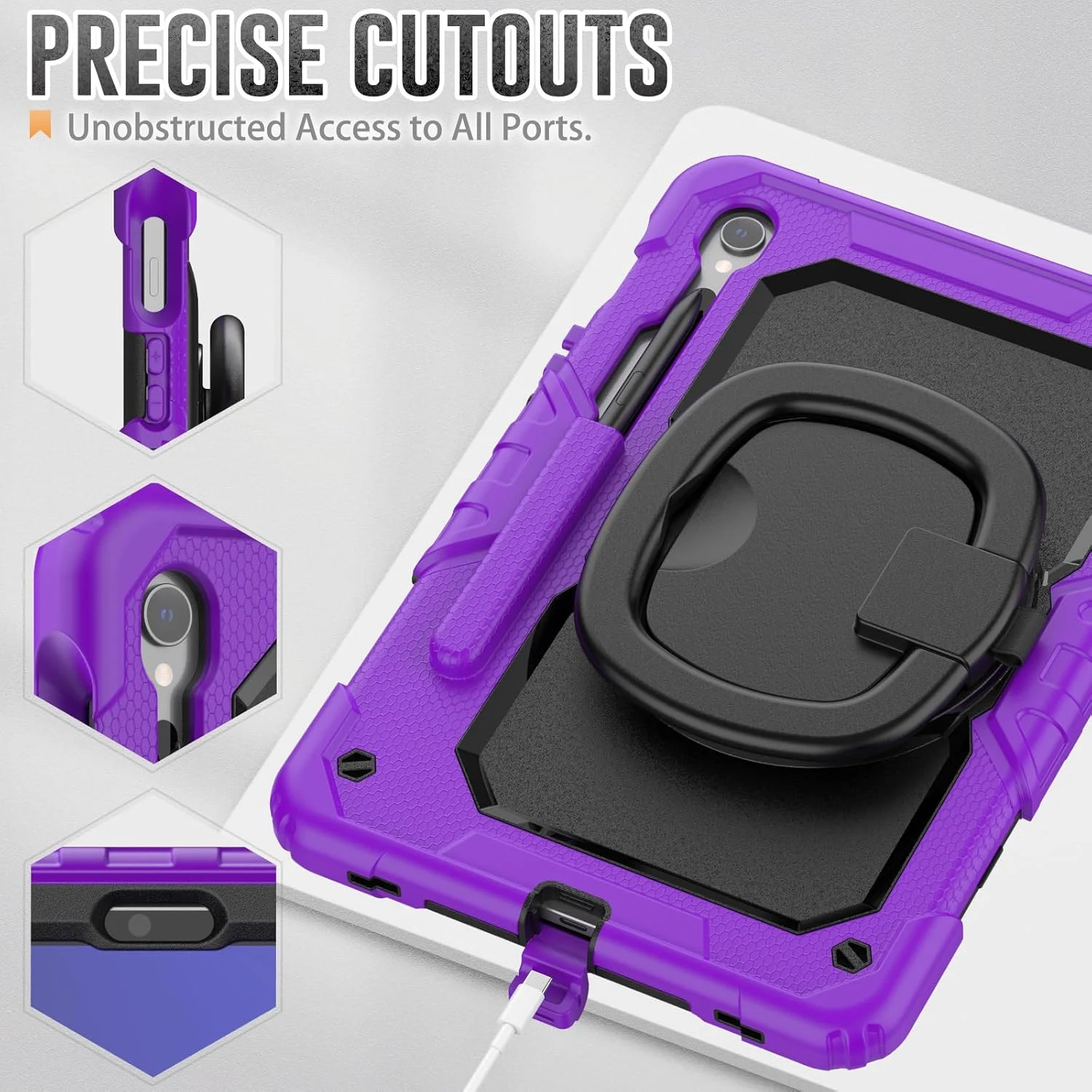 کیف محافظ تبلت سنگین نینسی برای سامسونگ گلکسی تب S10 FE/S9 FE/S9 11 اینچ، کاور سیلیکونی ضد ضربه 3 در 1 با جای مداد، بند شانه، پایه تاشو نامرئی کیف محافظ تبلت سنگین نینسی برای سامسونگ گلکسی تب S10 FE/S9 FE/S9 11 اینچ، کاور سیلیکونی ضد ضربه 3 در 1 با جای مداد، بند شانه، پایه تاشو نامرئی