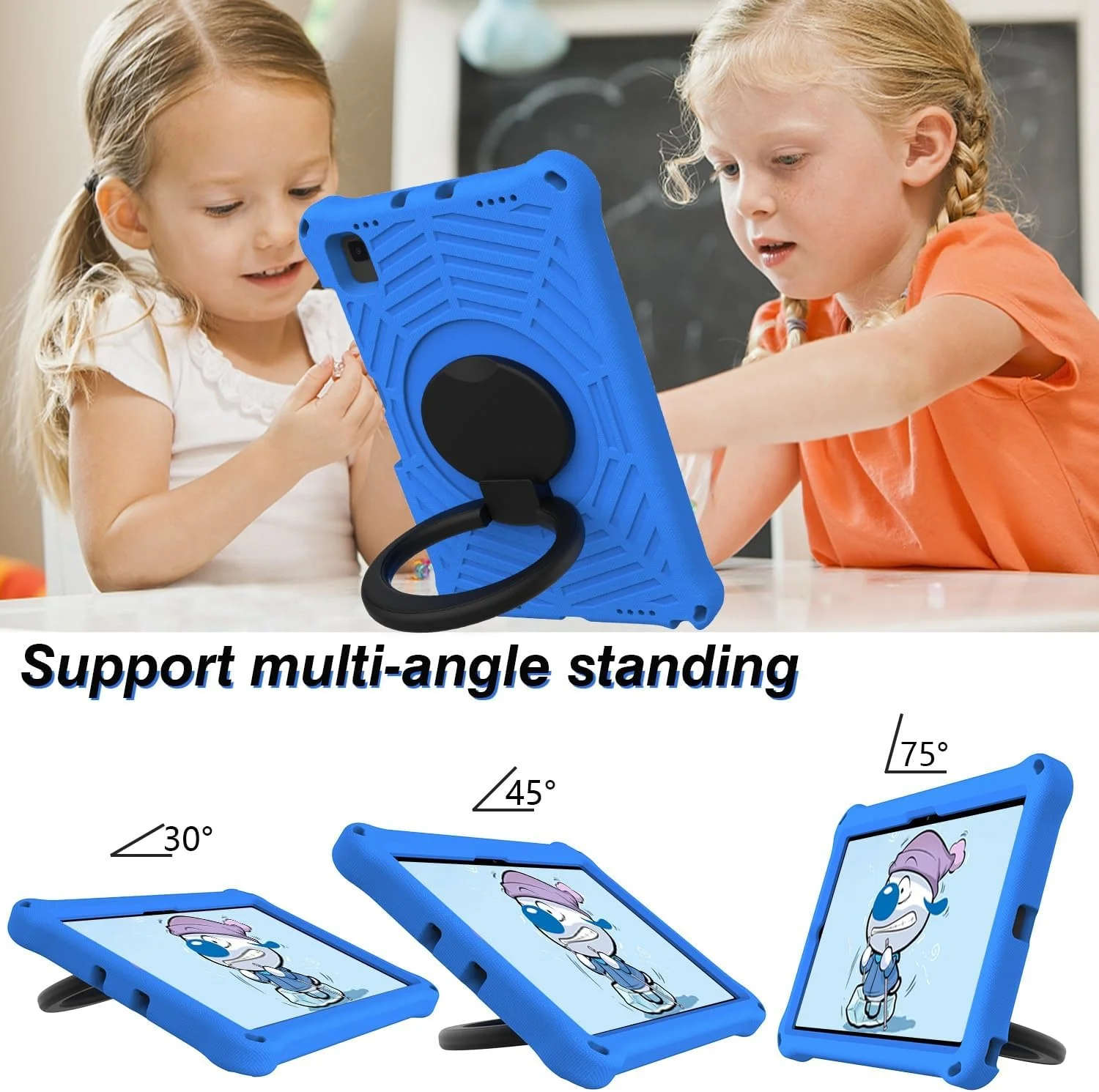 کیف تبلت سازگار با تبلت سامسونگ گلکسی تب S5e 10.5 2019 T720 T725 T727 دارای جای قلم، کیف تبلت کودکانه سبک وزن مقاوم در برابر ضربه با دسته و پایه محافظ (آبی) کیف تبلت سازگار با تبلت سامسونگ گلکسی تب S5e 10.5 2019 T720 T725 T727 دارای جای قلم، کیف تبلت کودکانه سبک وزن مقاوم در برابر ضربه با دسته و پایه محافظ (آبی)