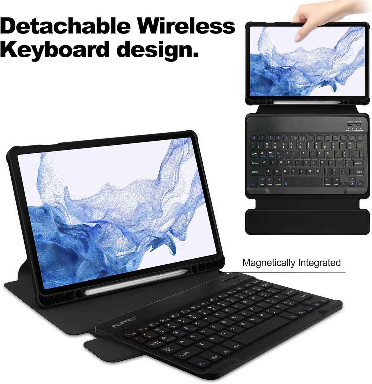 کیف هوشمند محافظ تبلت سازگار با تبلت سامسونگ گلکسی تب S9 11 اینچی با کیبورد بی سیم جداشدنی، جای قلم S و پوشش TPU نرم سازگار با Visualiz کیف هوشمند محافظ تبلت سازگار با تبلت سامسونگ گلکسی تب S9 11 اینچی با کیبورد بی سیم جداشدنی، جای قلم S و پوشش TPU نرم سازگار با Visualiz