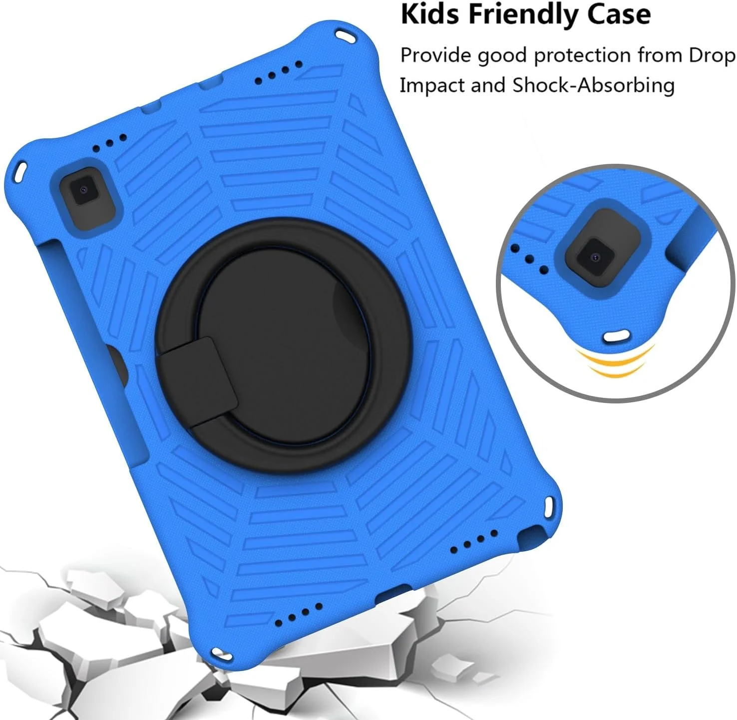 کیف تبلت سازگار با تبلت سامسونگ گلکسی تب S5e 10.5 2019 T720 T725 T727 به همراه جای قلم، کیف تبلت کودکانه سبک وزن مقاوم در برابر ضربه با دسته و پایه محافظ (آبی) کیف تبلت سازگار با تبلت سامسونگ گلکسی تب S5e 10.5 2019 T720 T725 T727 به همراه جای قلم، کیف تبلت کودکانه سبک وزن مقاوم در برابر ضربه با دسته و پایه محافظ (آبی)